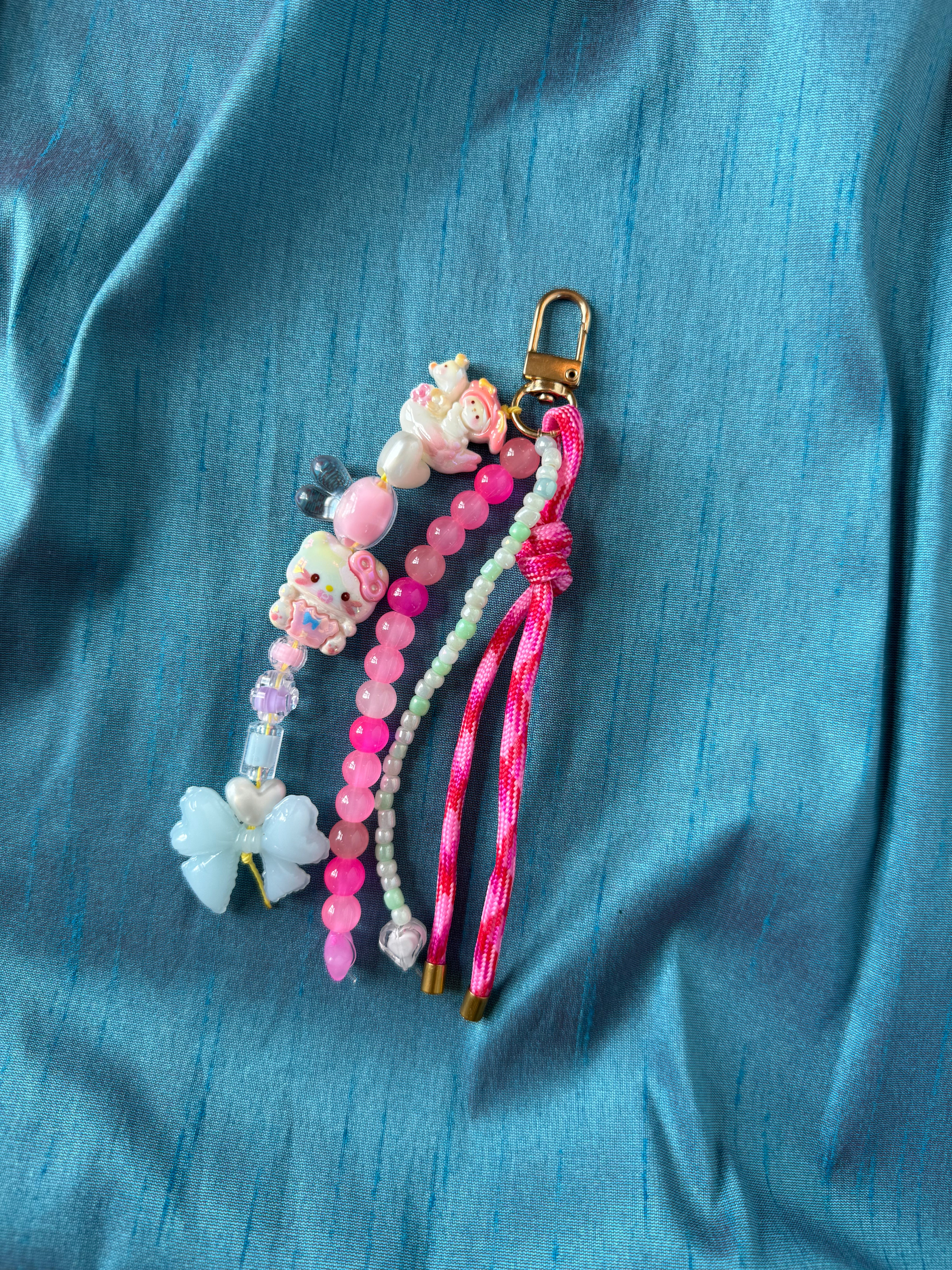 Sweet and Kind Bag Charm - multi-pink paracord