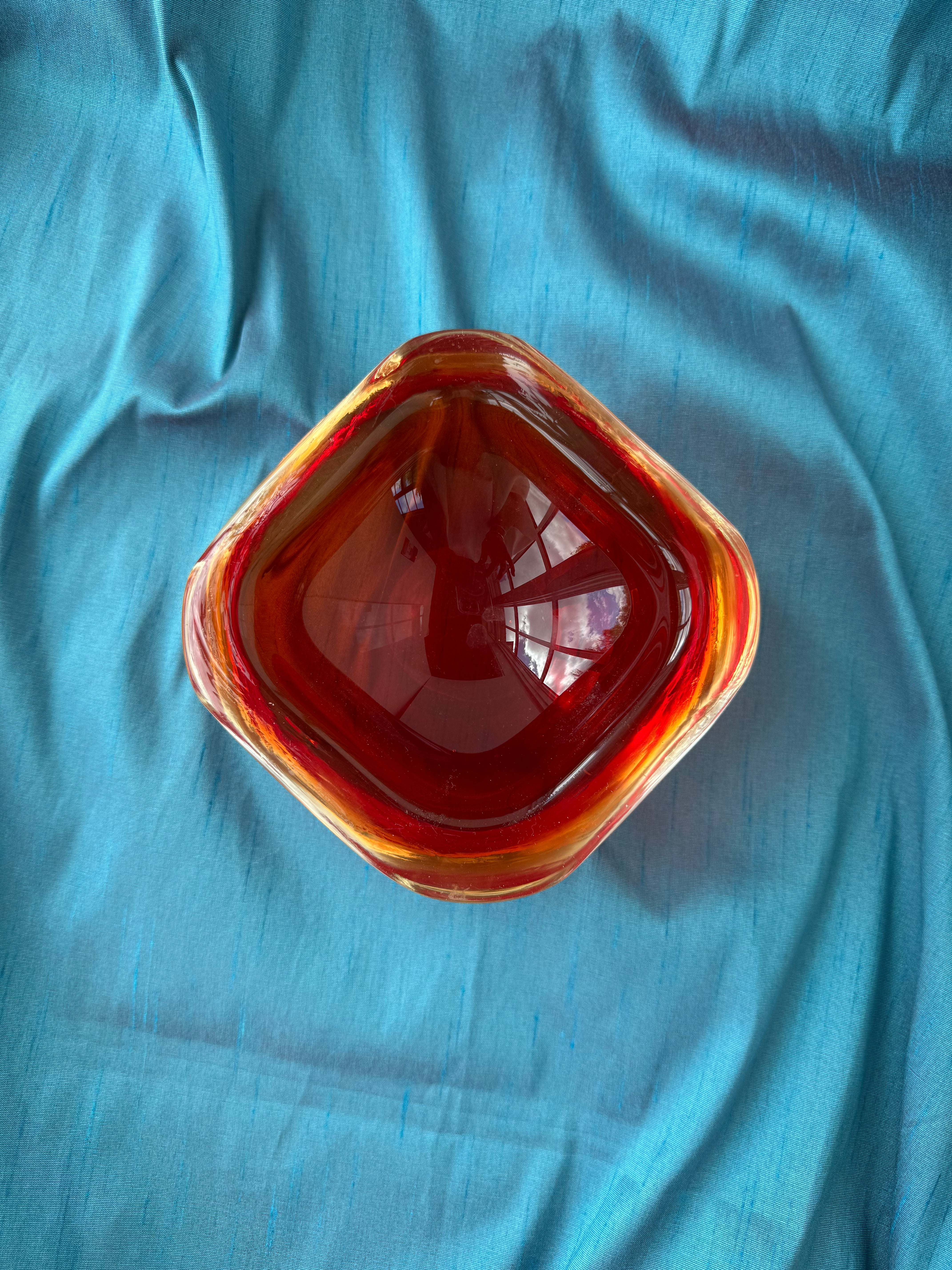 Murano Sommerso Handblown Glass Bowl - Amber