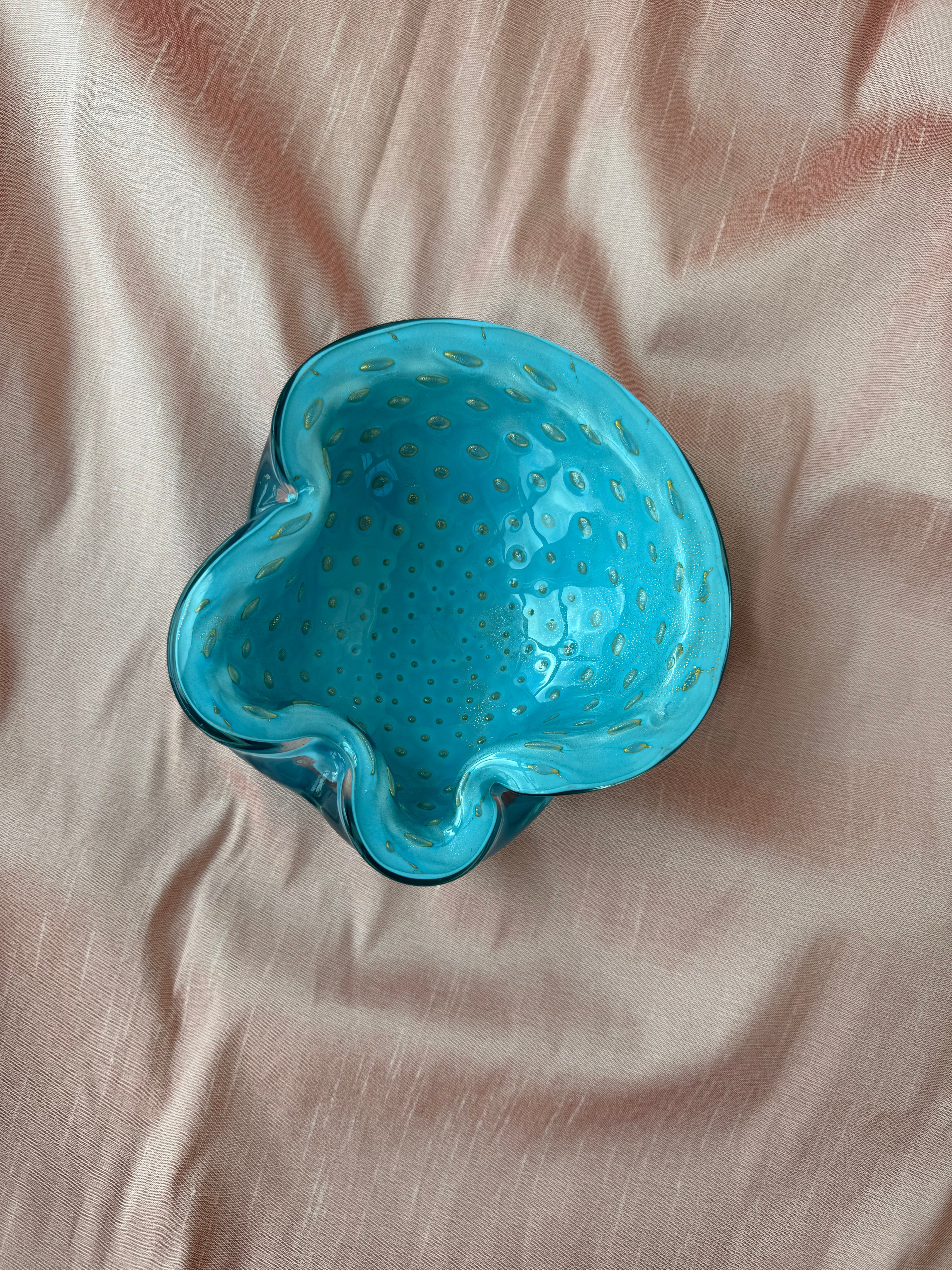 Murano Alfredo Barbini Art Glass Bowl - Blue