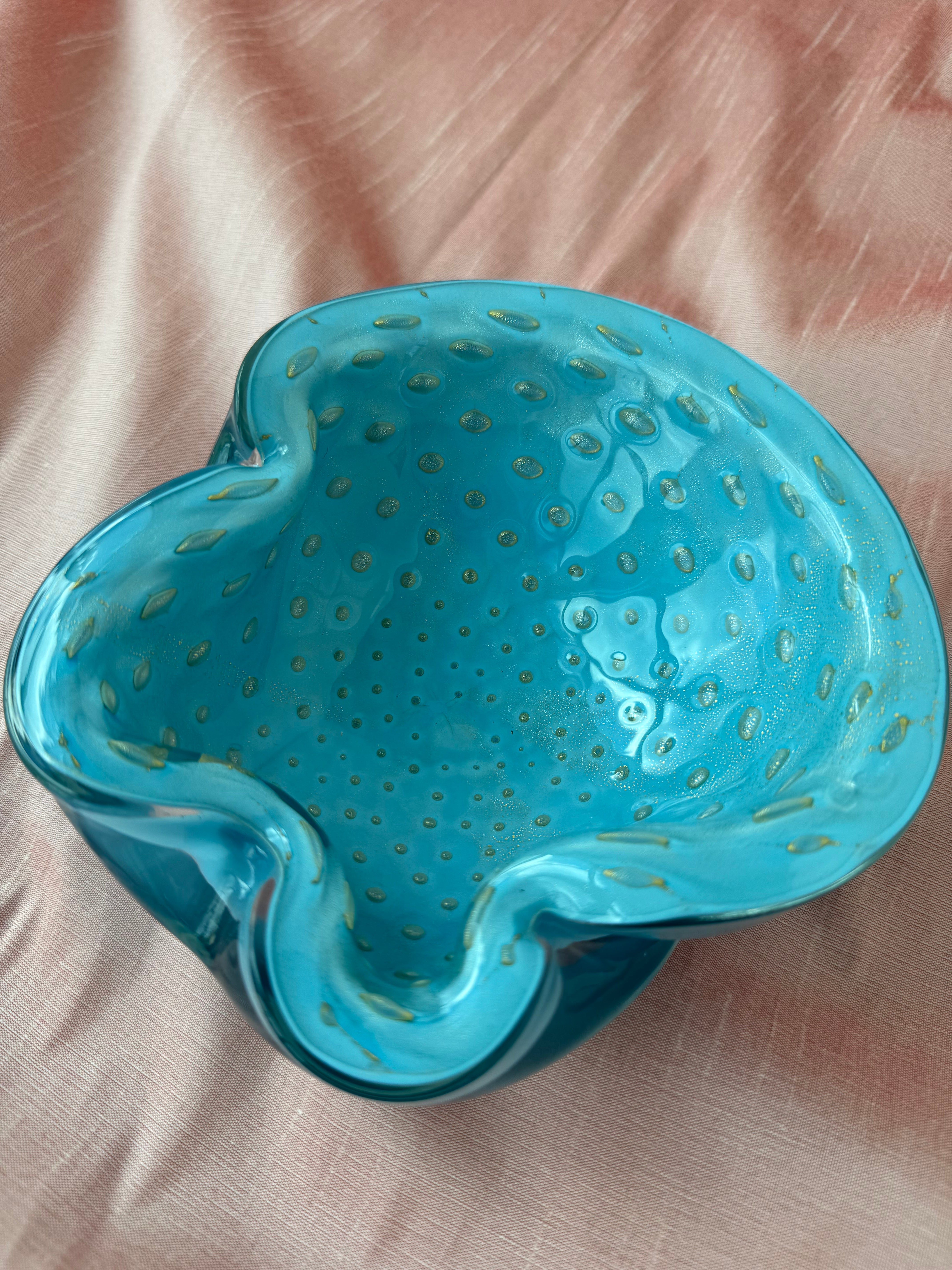 Murano Alfredo Barbini Art Glass Bowl - Blue