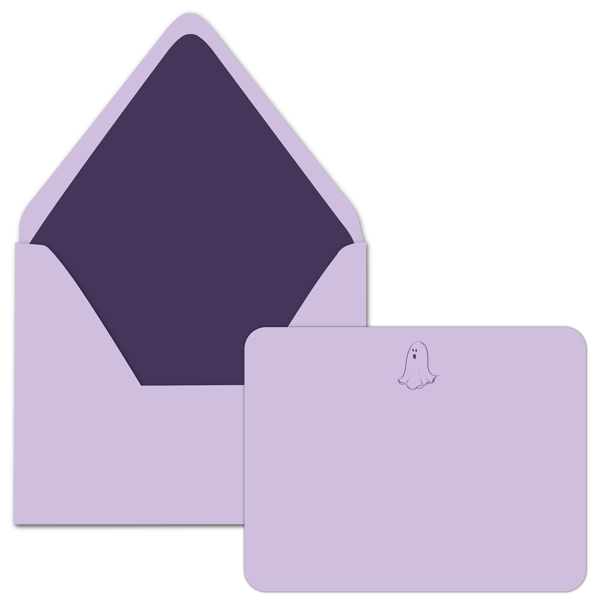 Foil Stamped Stationery Set- Happy Ghost Purple