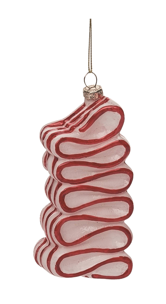 Christmas Glass Swirly Candy Ornament Glass - Red