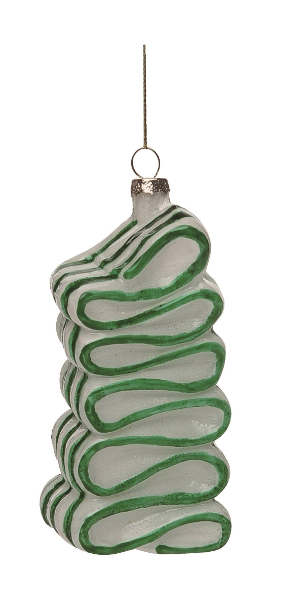 Christmas Glass Swirly Candy Ornament Glass - Green