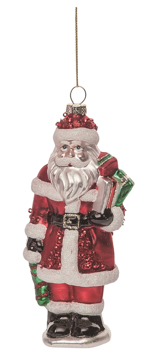 Christmas Glass Santa Glitter Ornament Glass - Hands Down
