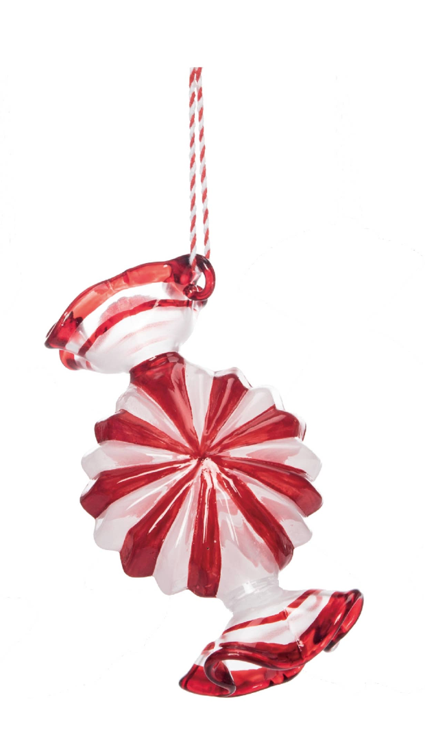 Christmas Glass Peppermint Candies Ornament Glass - Round