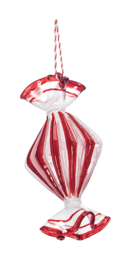 Christmas Glass Peppermint Candies Ornament Glass - Pointed