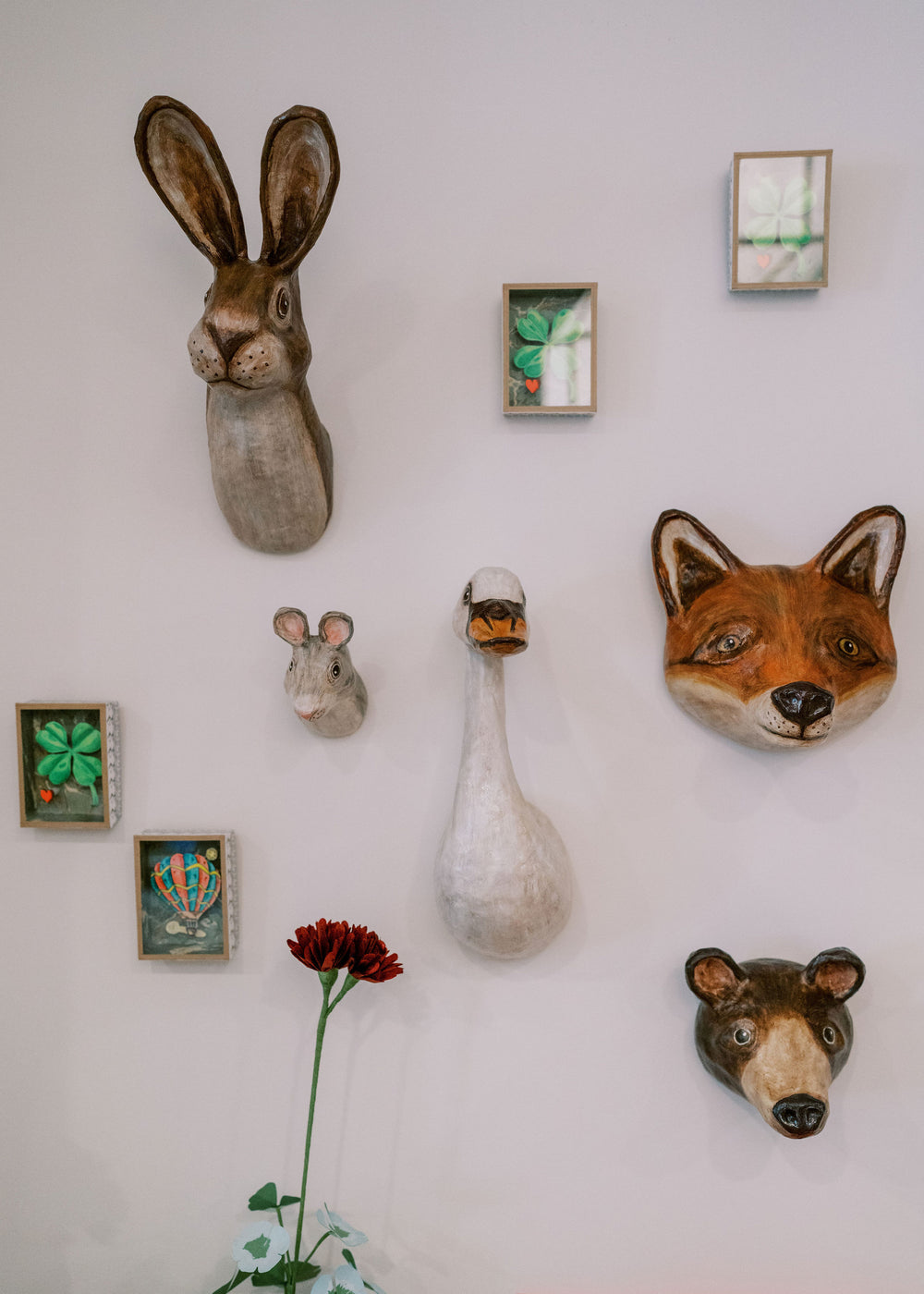 Paper Mache Wall Decor - Brown Bunny