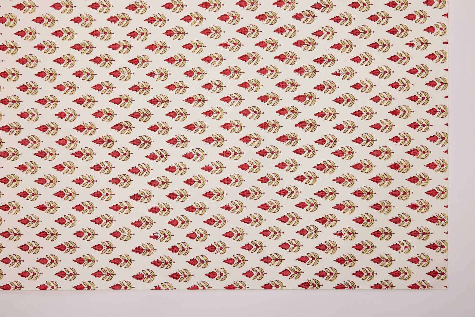 Block Printed Wrapping Paper Sheets - Buti Scarlet