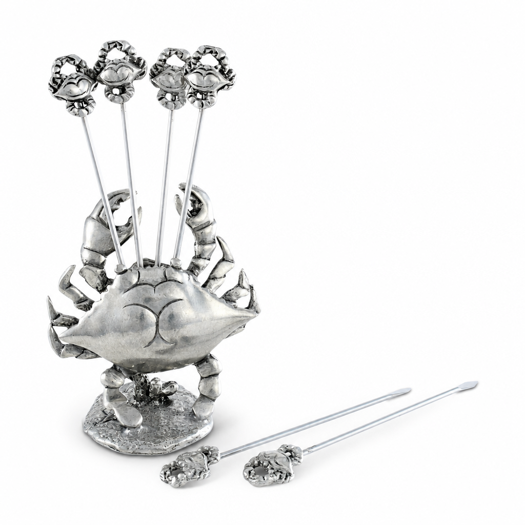 Pewter Blue Crab Cheese Pick Set