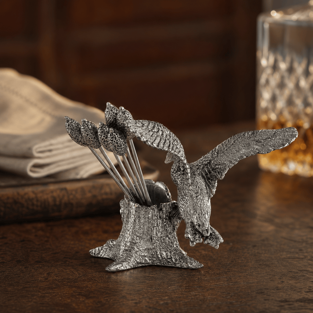 Pewter Mallard Duck Cheese Pick Set
