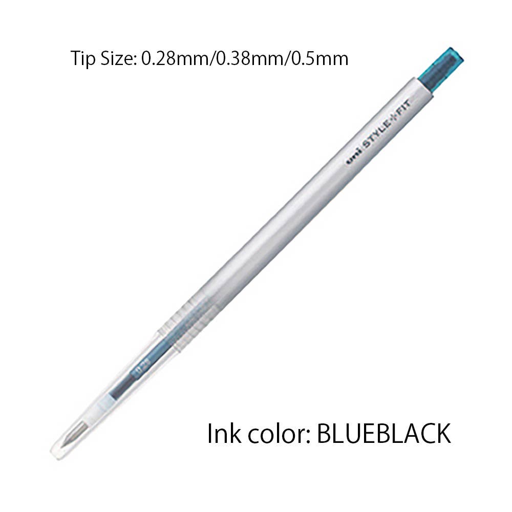 Blue Black UNI MITSUBISHI STYLE FIT SINGLE COLOR SLIM GEL PEN / 0.38mm