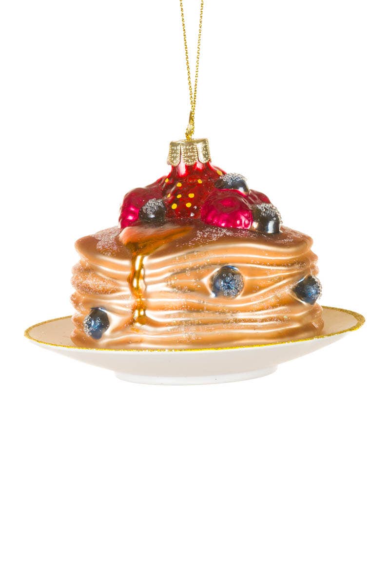 NEW-Bronze Glittery Pancakes Ornament With Berry Topping