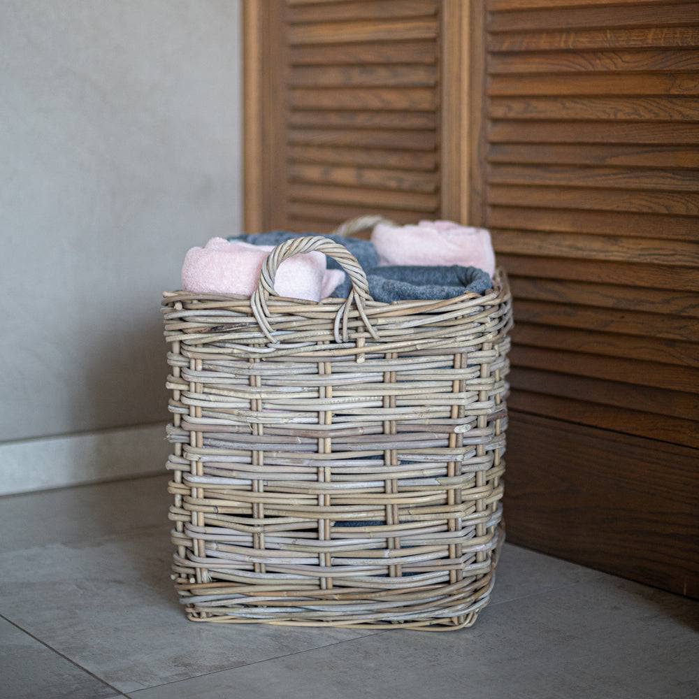 Rattan Square Basket: Large - 21" H