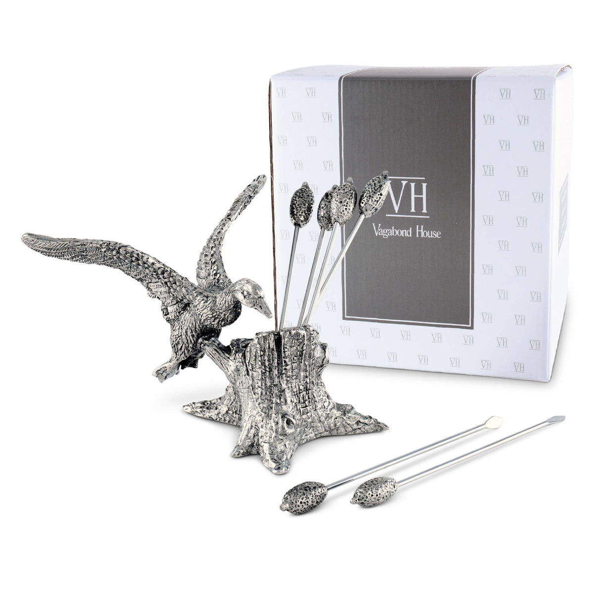 Pewter Mallard Duck Cheese Pick Set