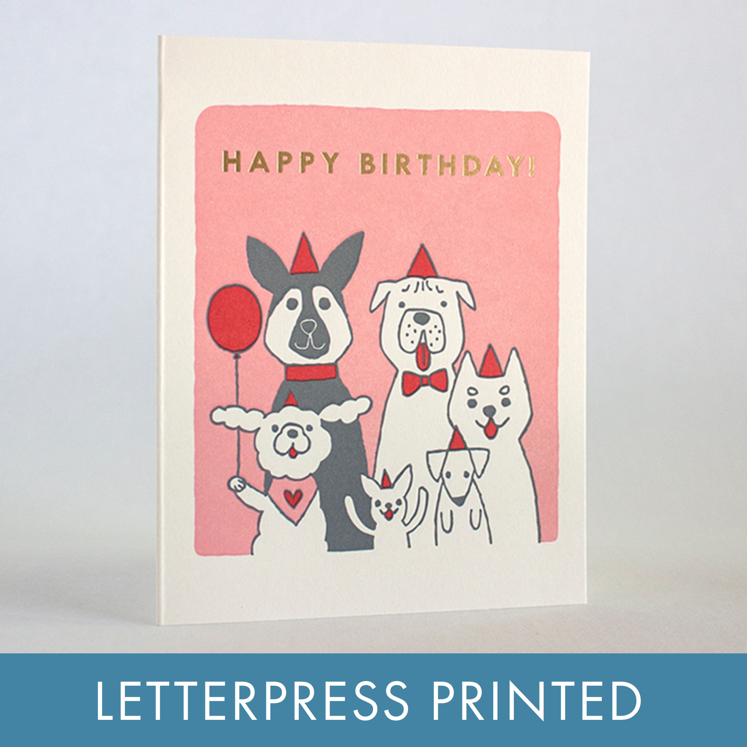 Dog Birthday Letterpress Greeting Card by Fugu Fugu : Plastic sleeve