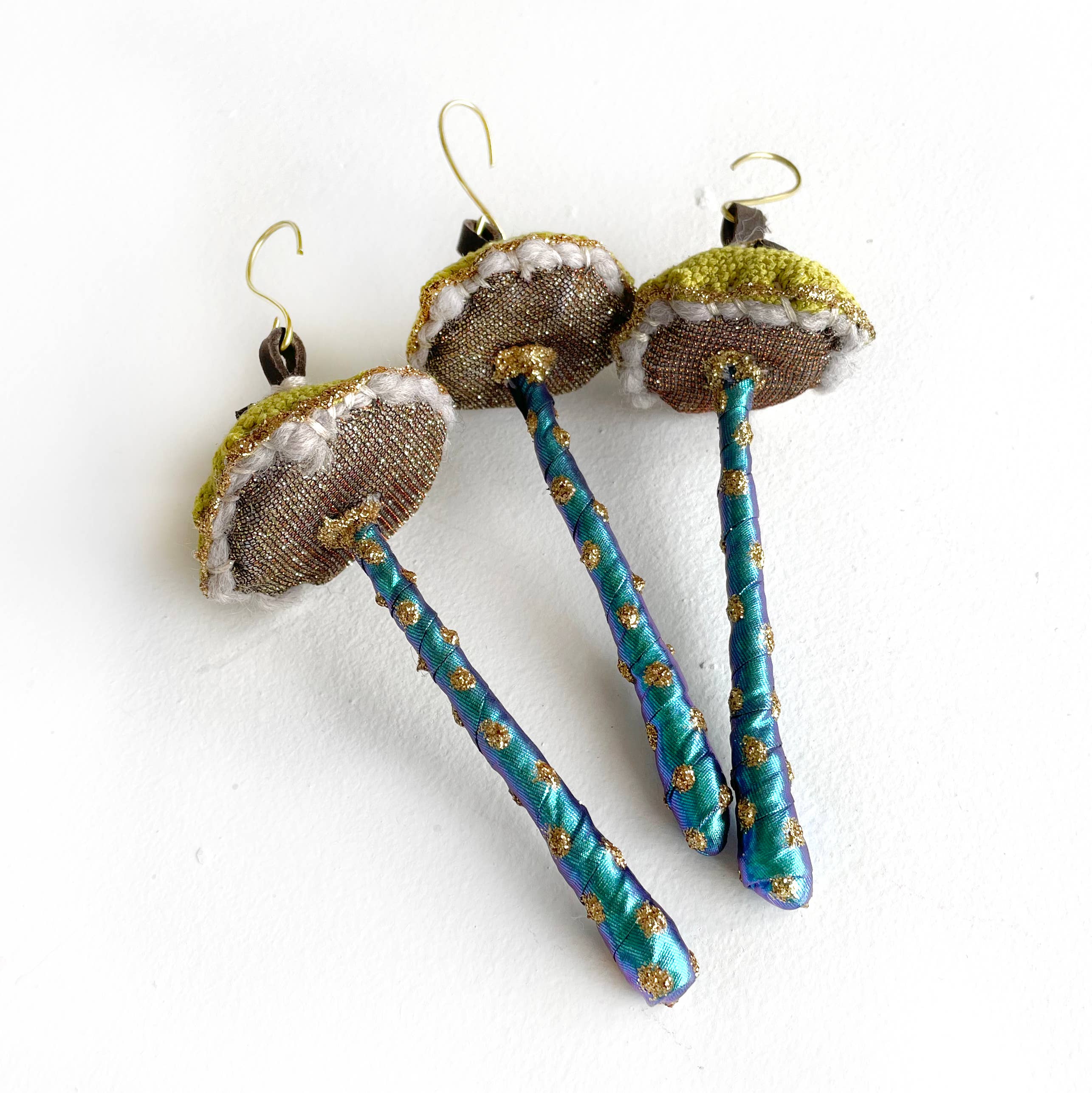 Glitter Mushroom Ornament - Chartreuse & Teal