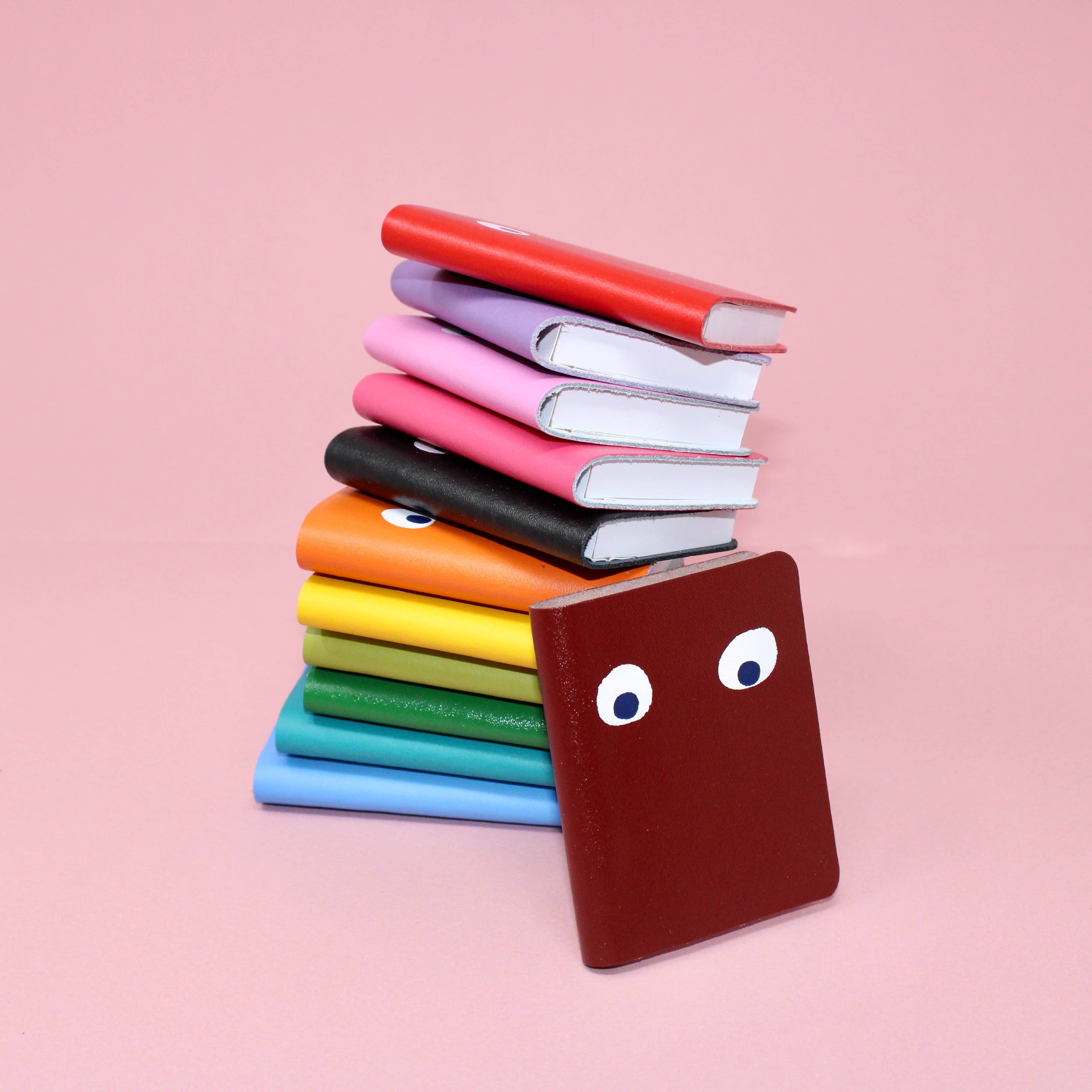 Googly Eye Mini Leather Notebook: Apple Green