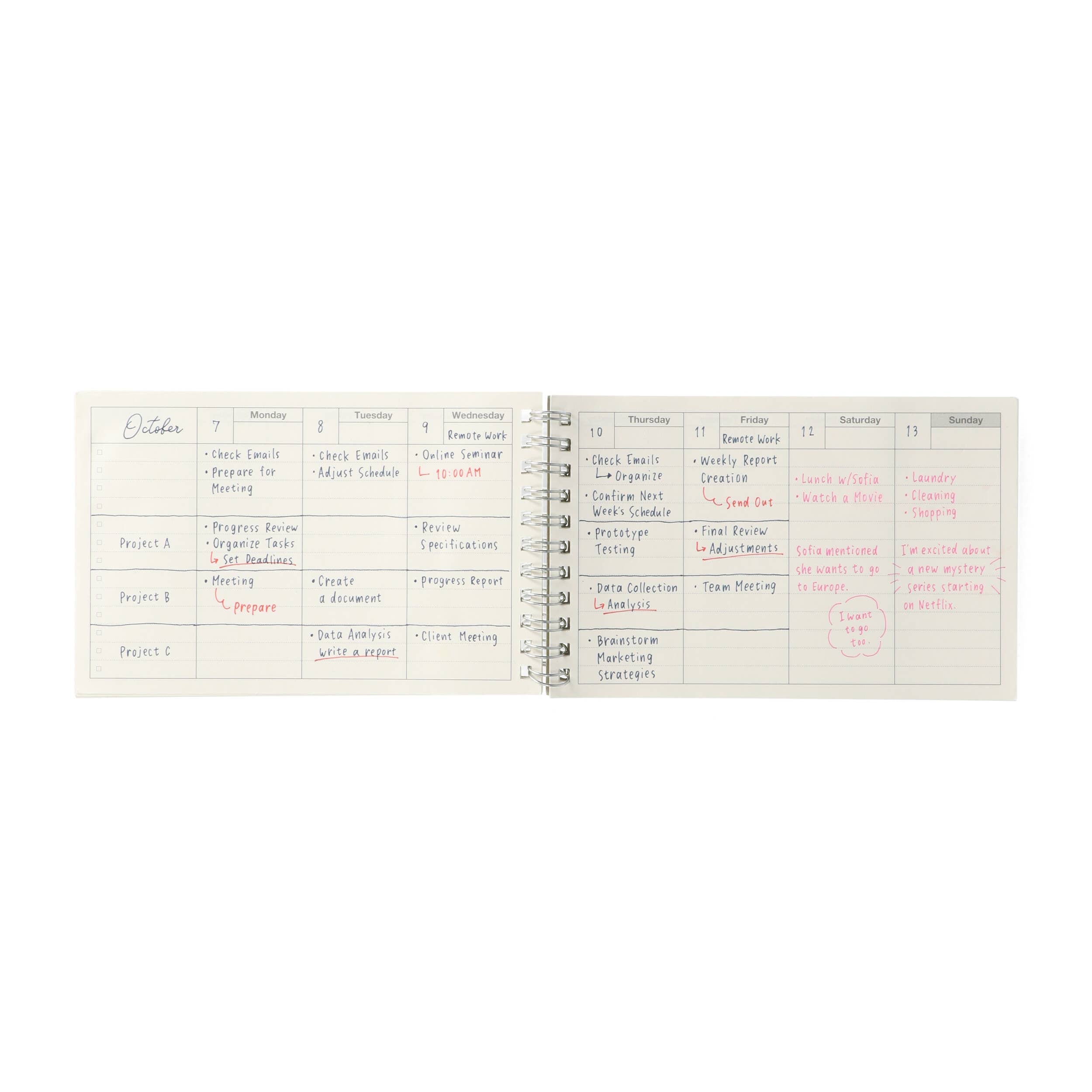 Dayfree Weekly Schedule: Black