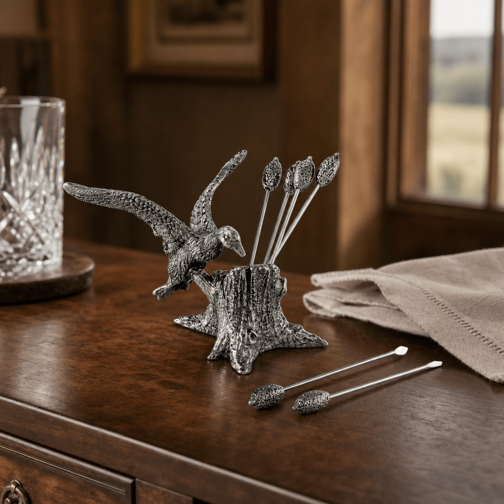Pewter Mallard Duck Cheese Pick Set