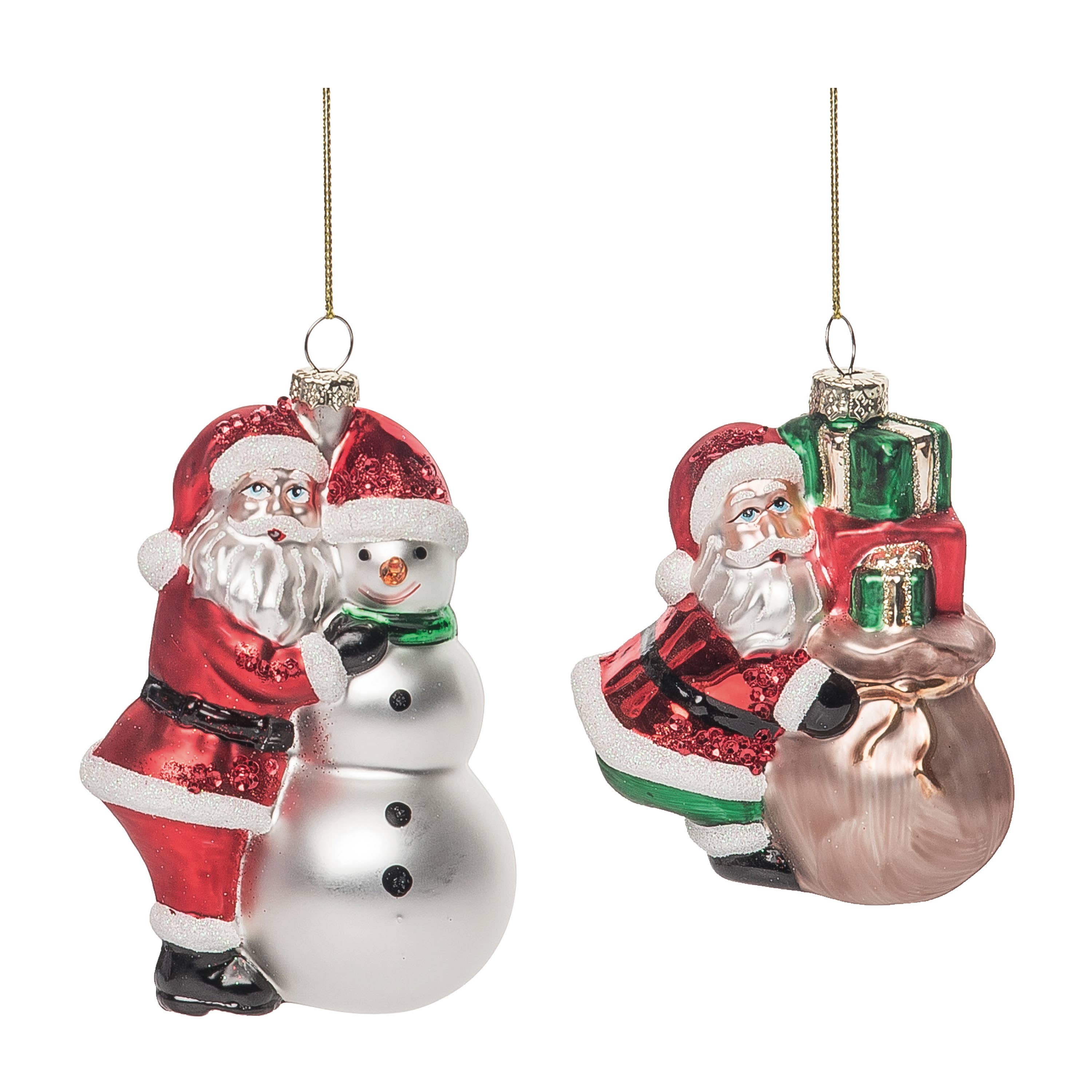 Christmas Glass Santa with Full Bag Gift Ornament Glass