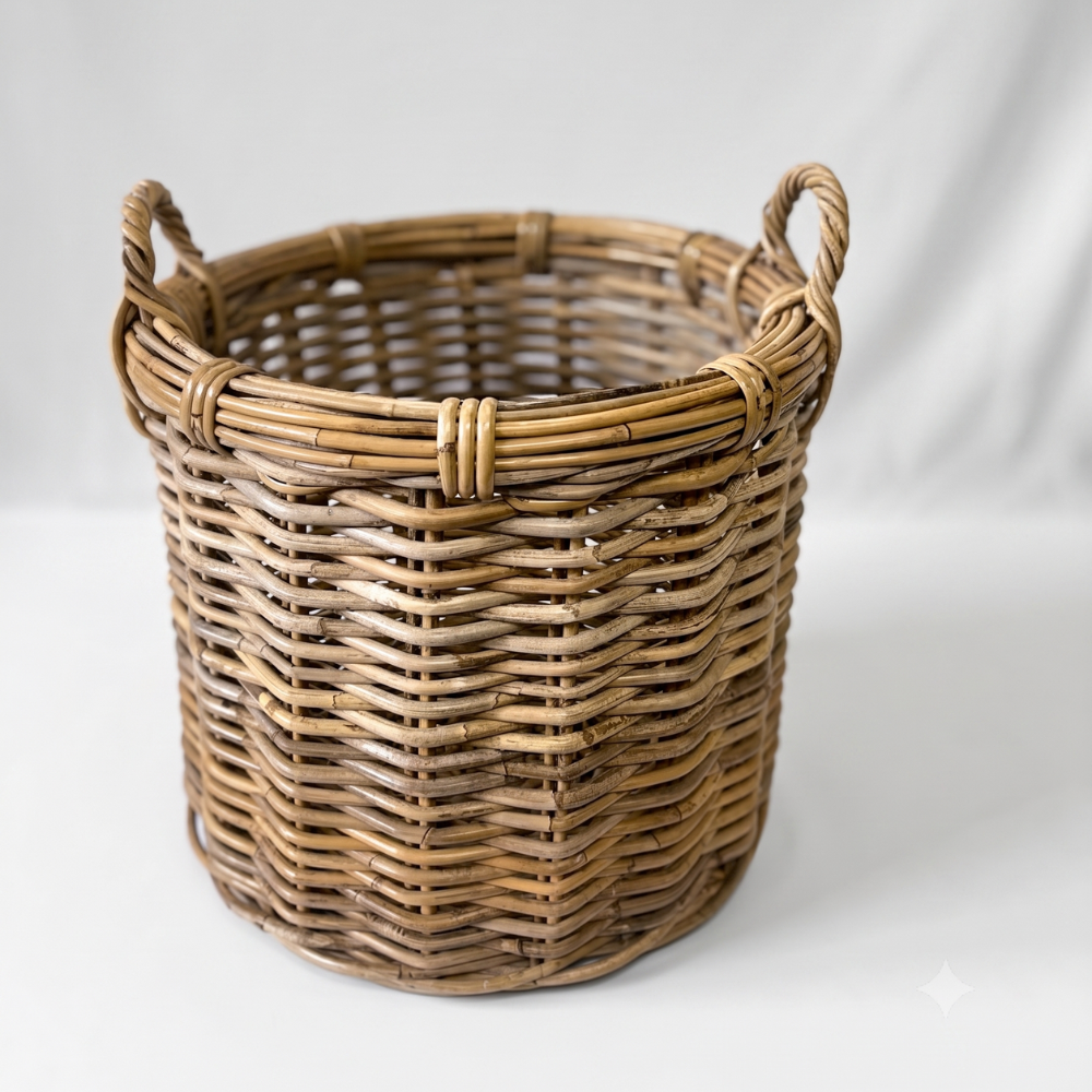 Black Mountain Rattan Round Basket: XLarge - 24" H