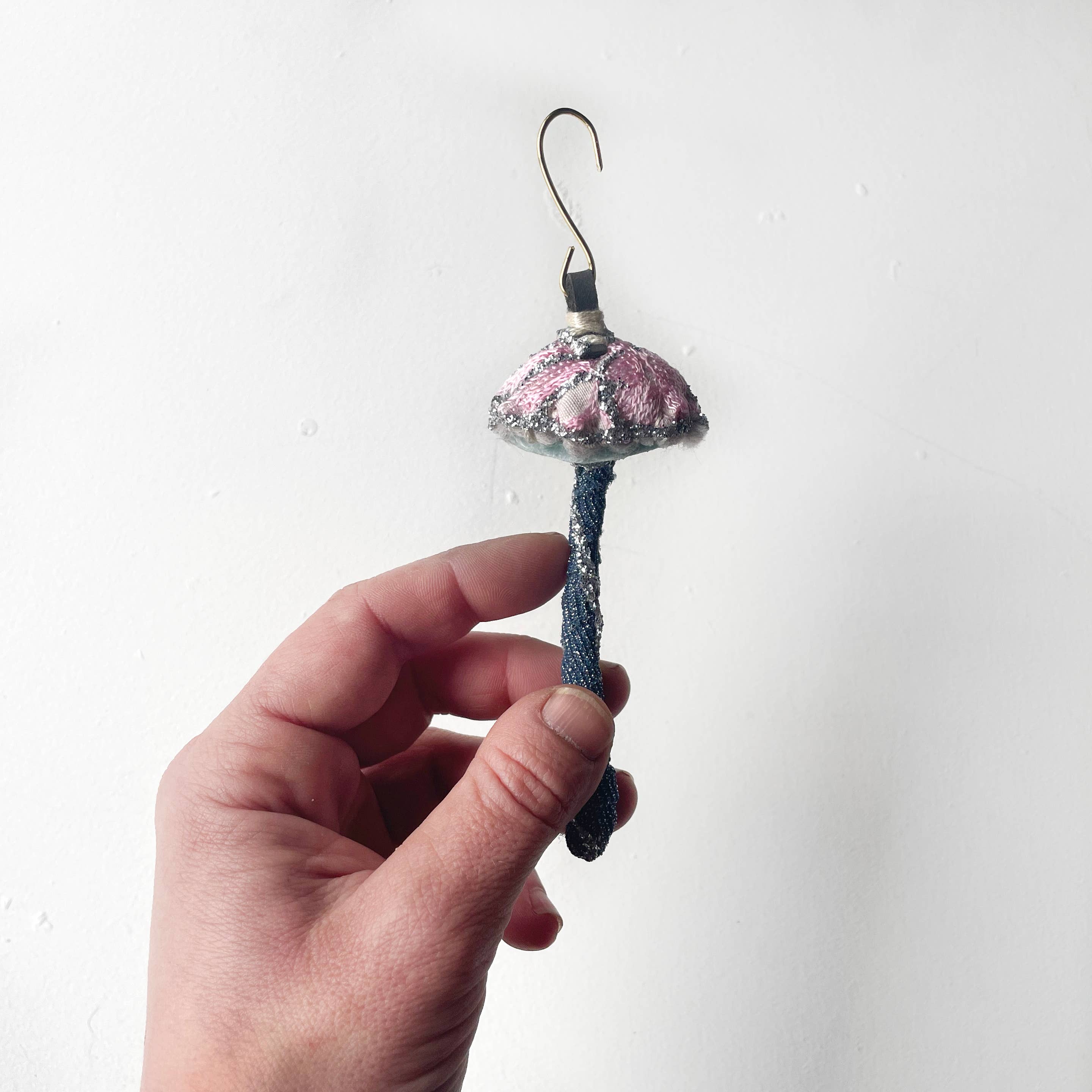 Mushroom Ornament - Pink Embroidery