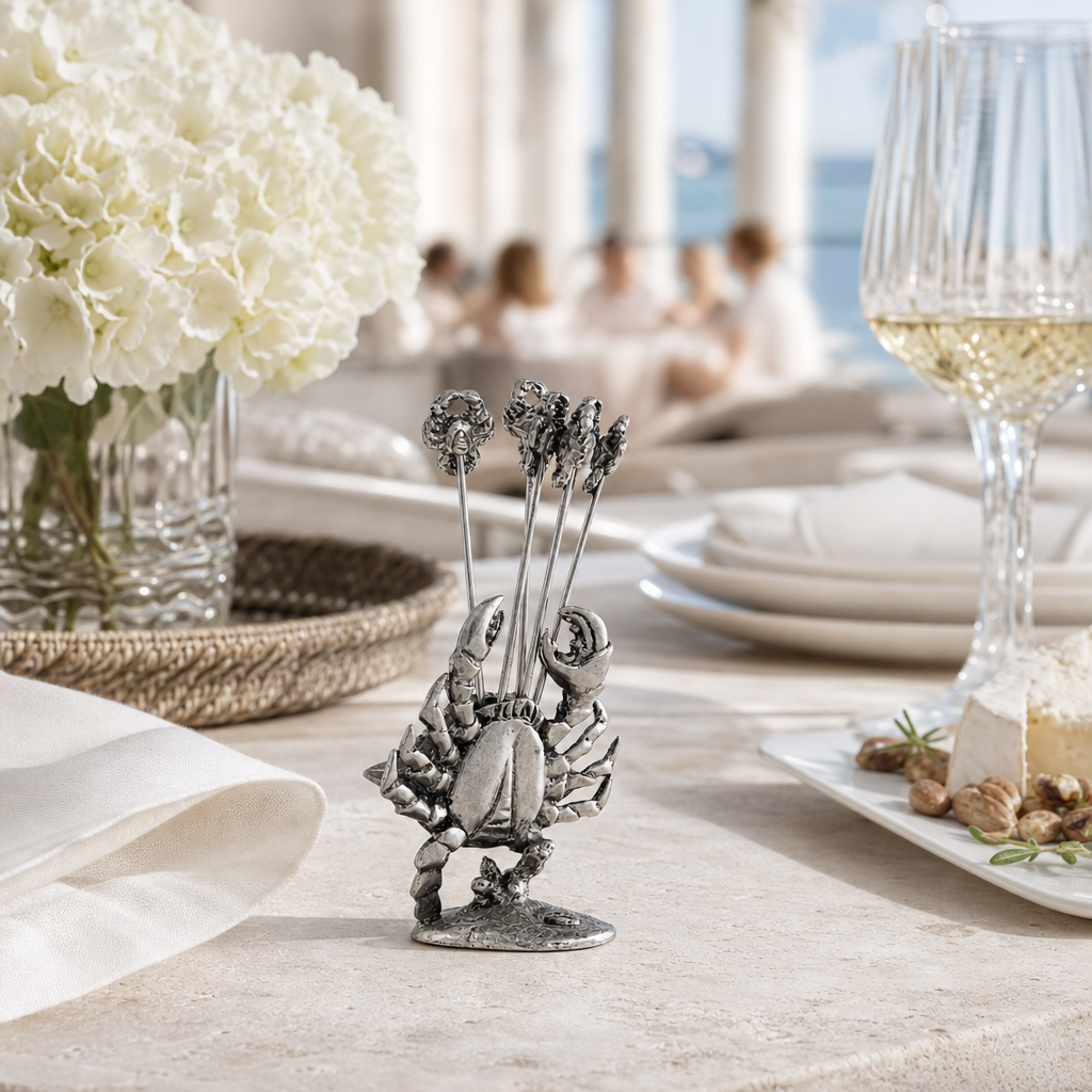 Pewter Blue Crab Cheese Pick Set