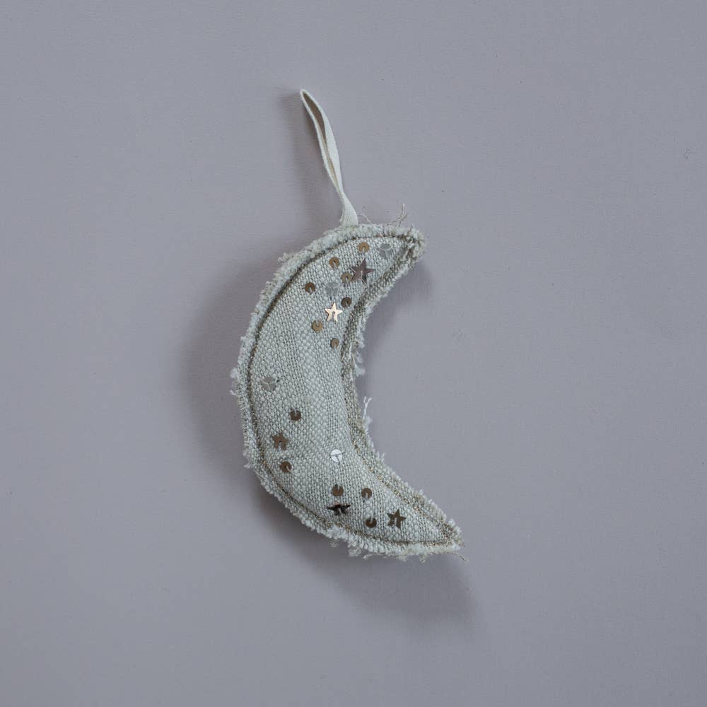 Metallic Confetti Moon - Cotton & Lavender filled Ornament: Canvas