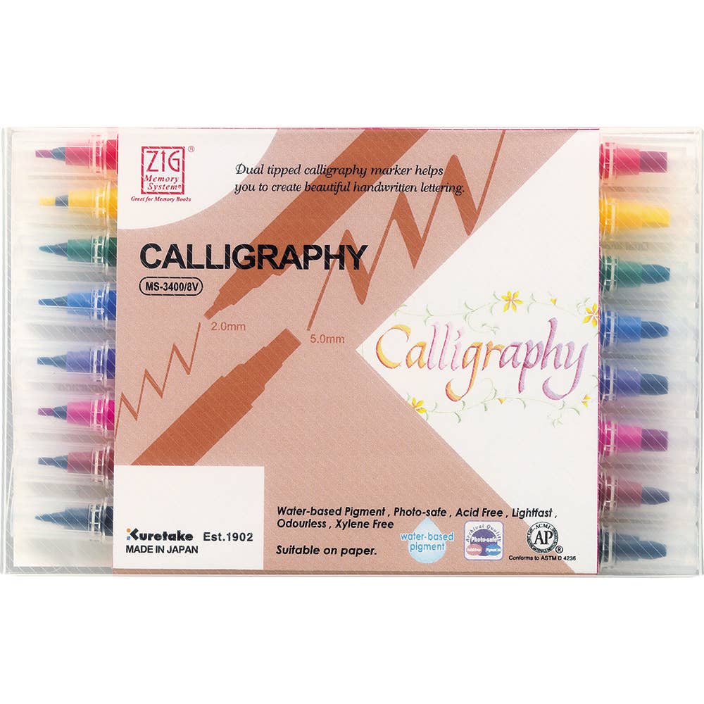 ZIG Memory System Calligraphy Marker Sets: 12 Color Set