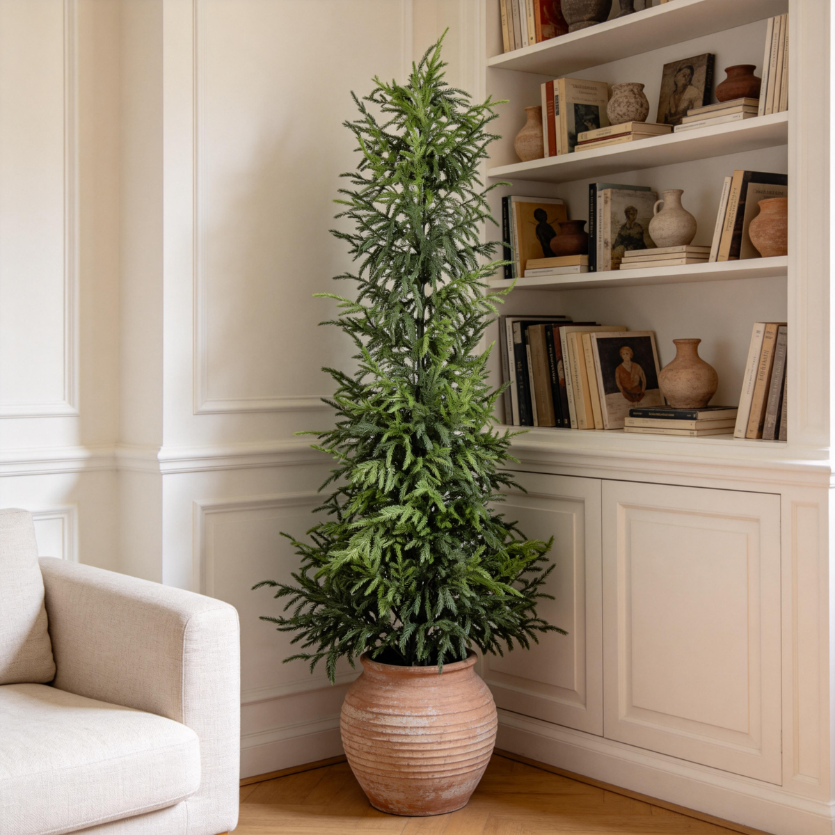 Artificial Pine Tree in Black Pot, 4- or 5-Foot, Single or Set of 2: 4' / 1pc/set