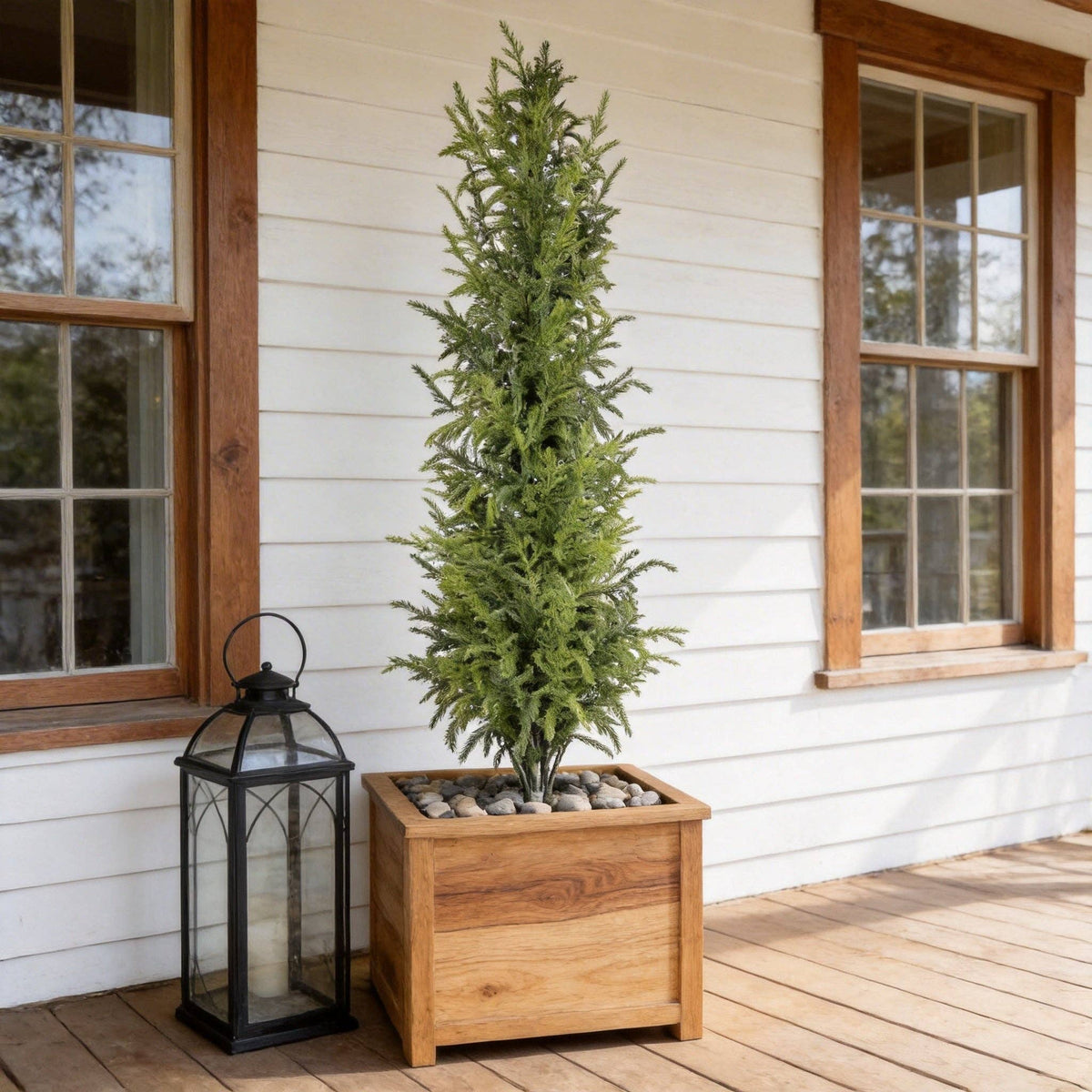 Artificial Pine Tree in Black Pot, 4- or 5-Foot, Single or Set of 2: 4' / 1pc/set
