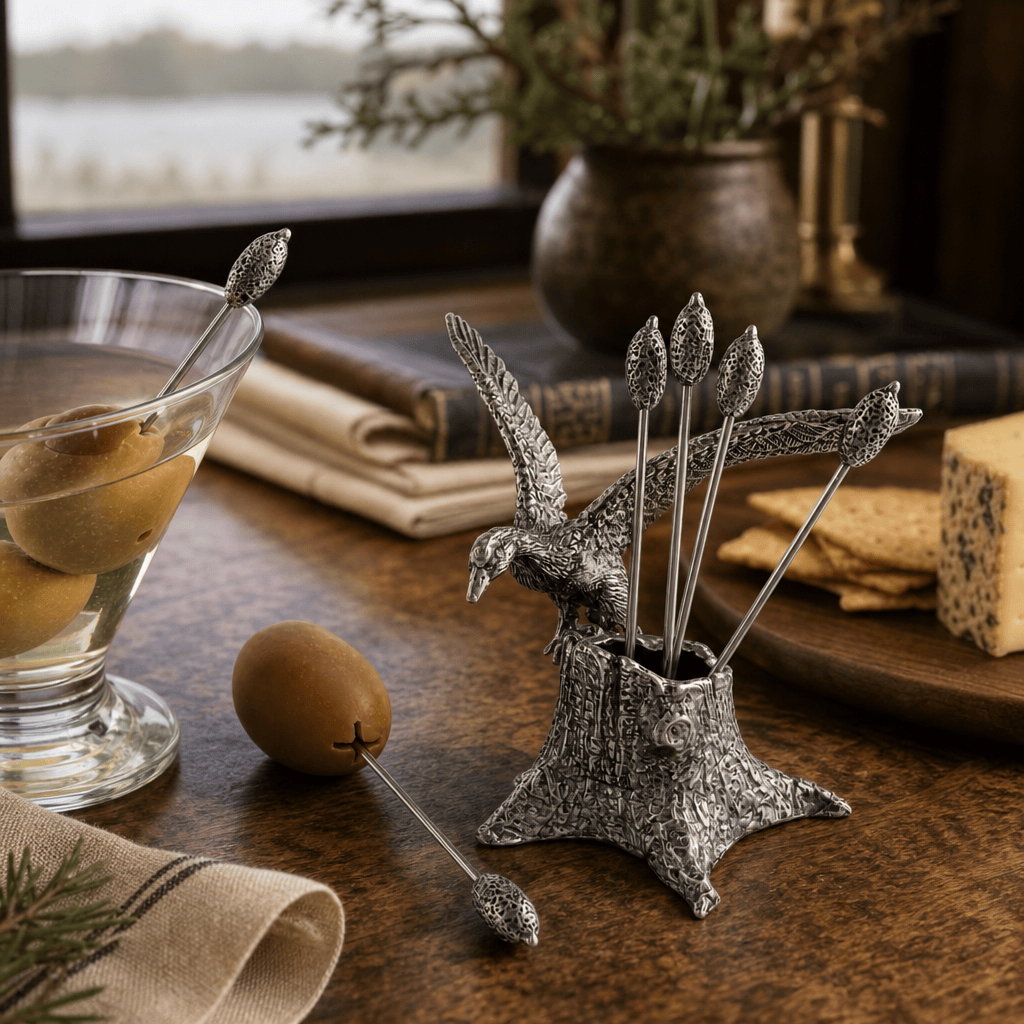 Pewter Mallard Duck Cheese Pick Set