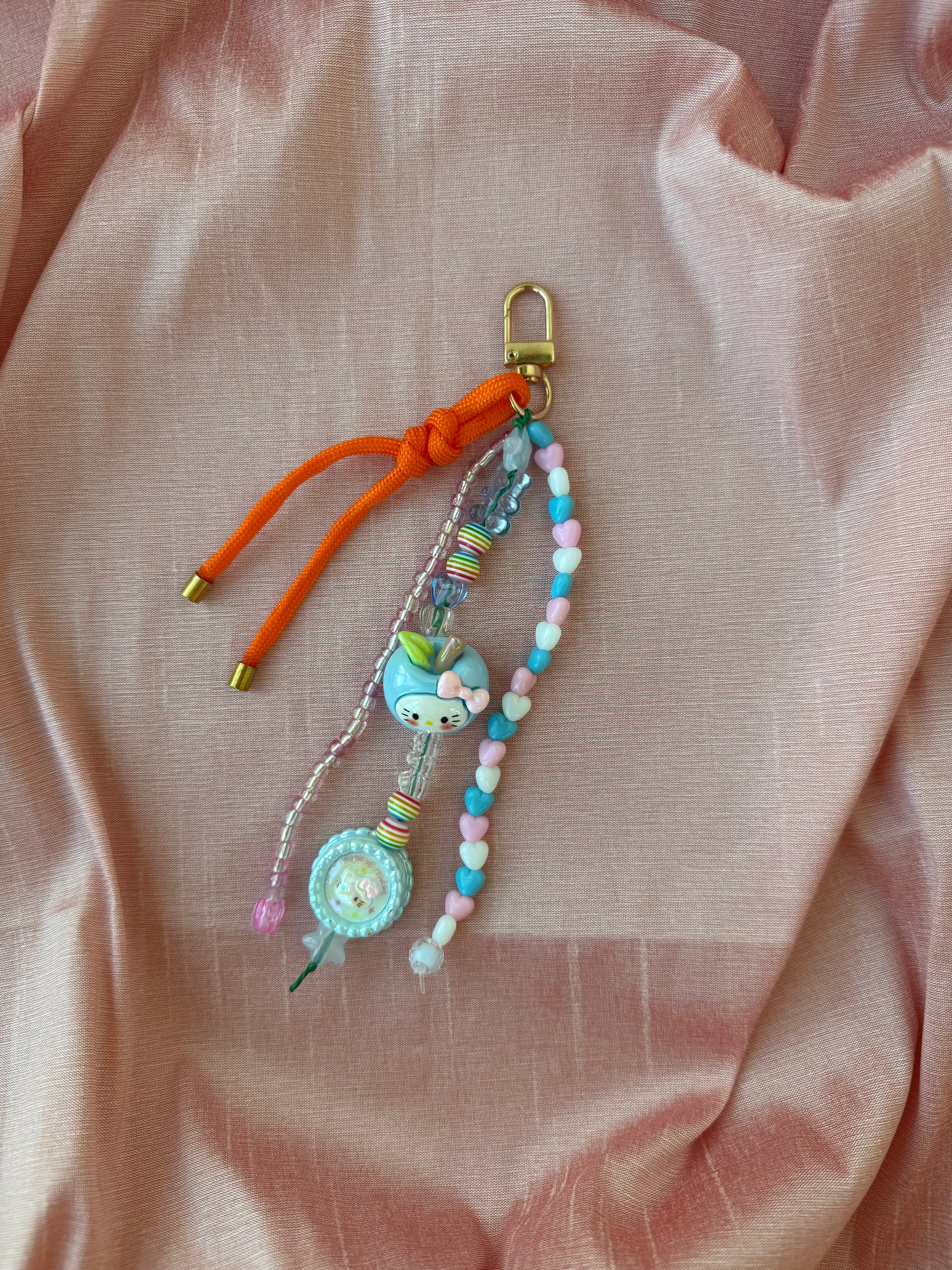 Sweet and Kind Bag Charm - blue & orange