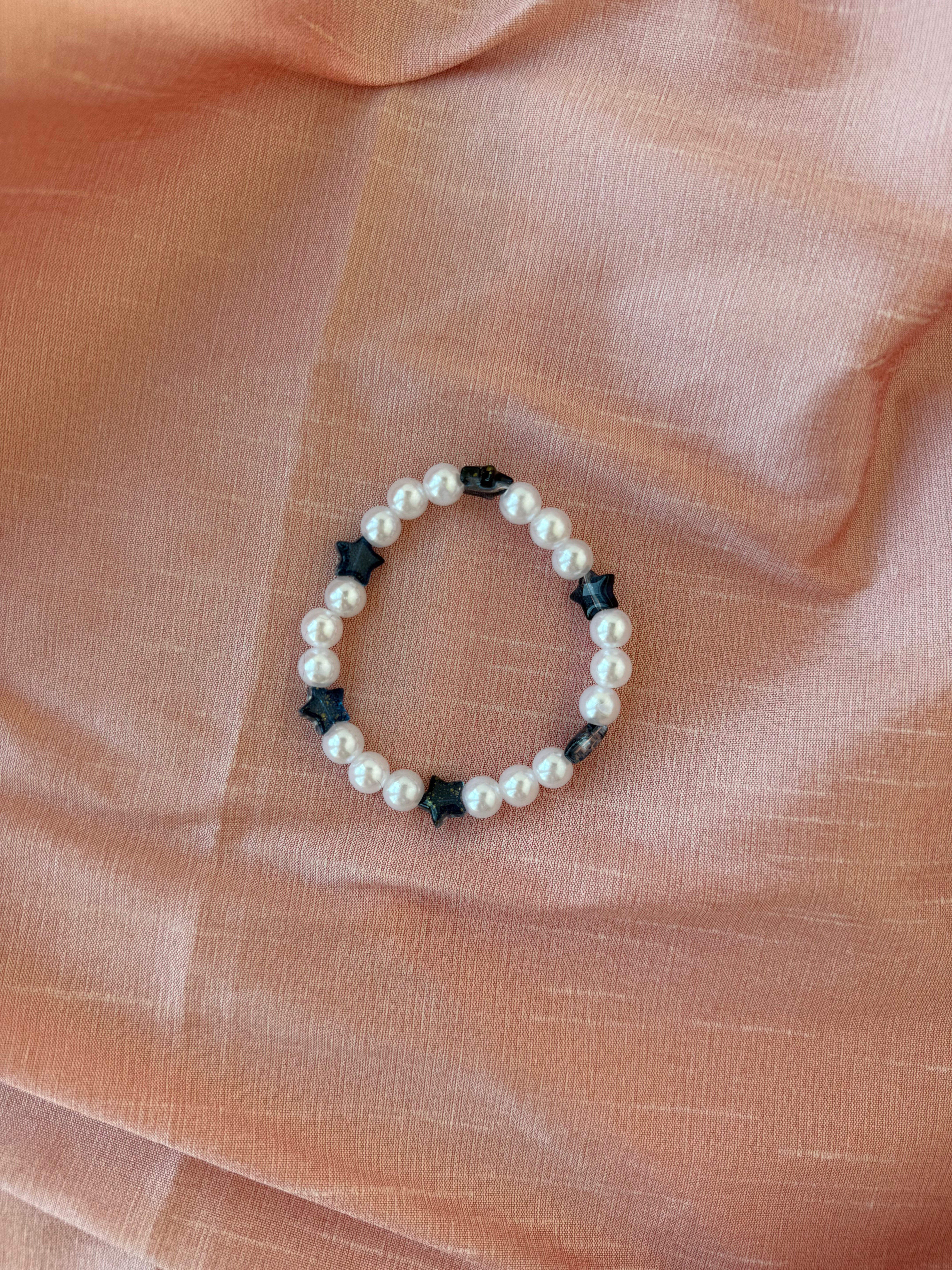Sweet and Kind - blue stars with 3 pearls