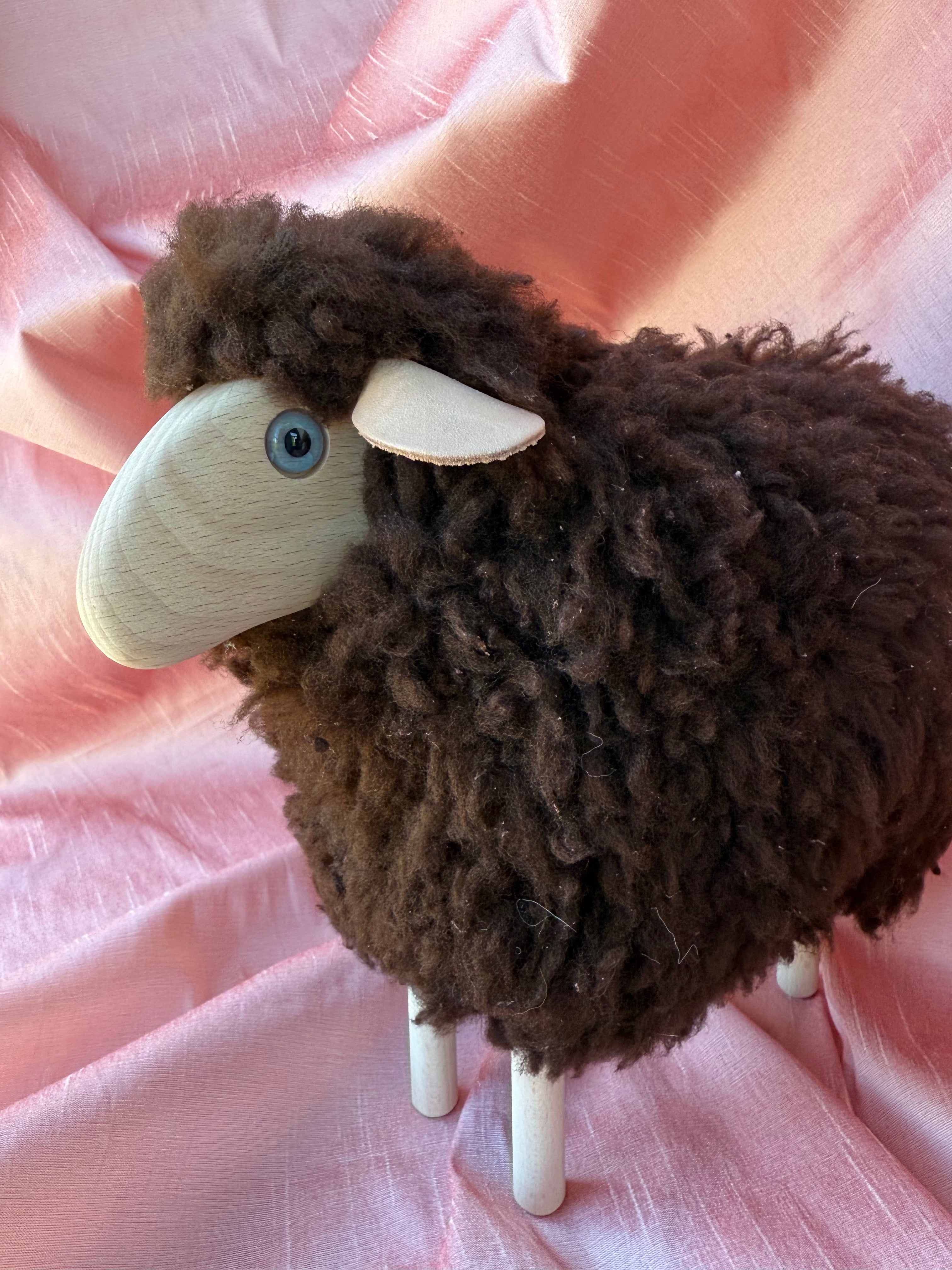 Little Lamb, Brown Fur Plush, Beech Wood | Meier, Germany