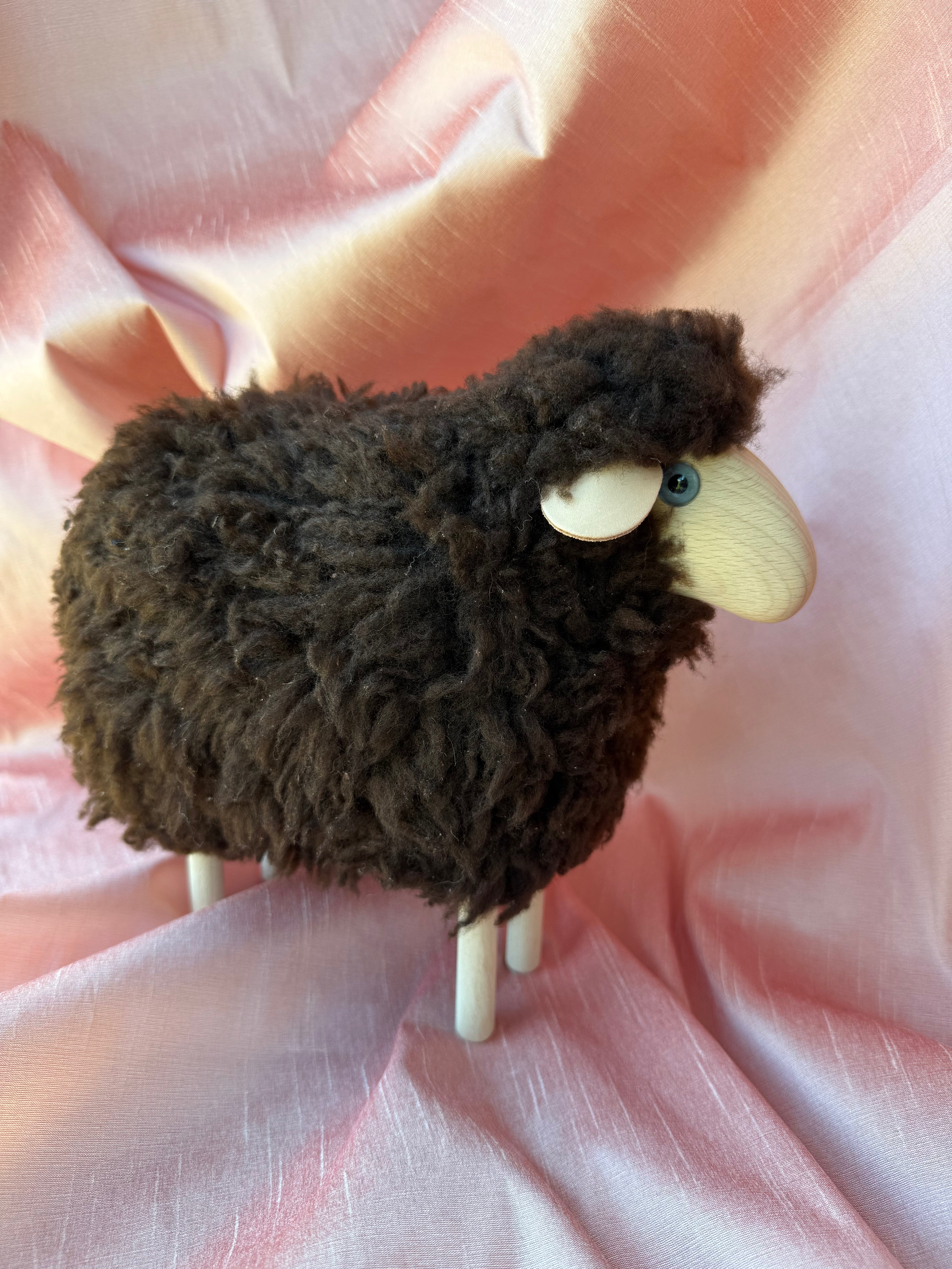 Little Lamb, Brown Fur Plush, Beech Wood | Meier, Germany