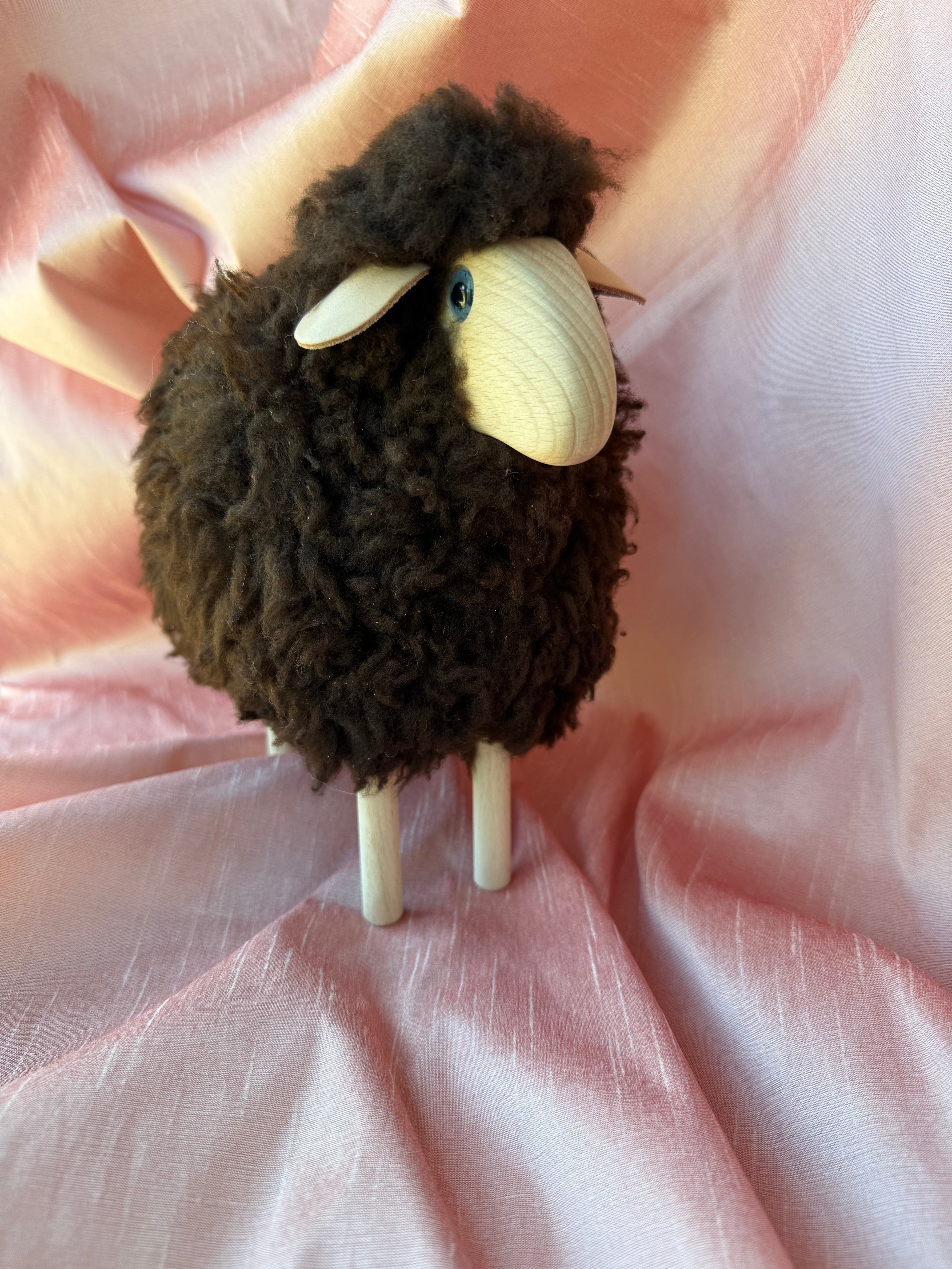 Little Lamb, Brown Fur Plush, Beech Wood | Meier, Germany