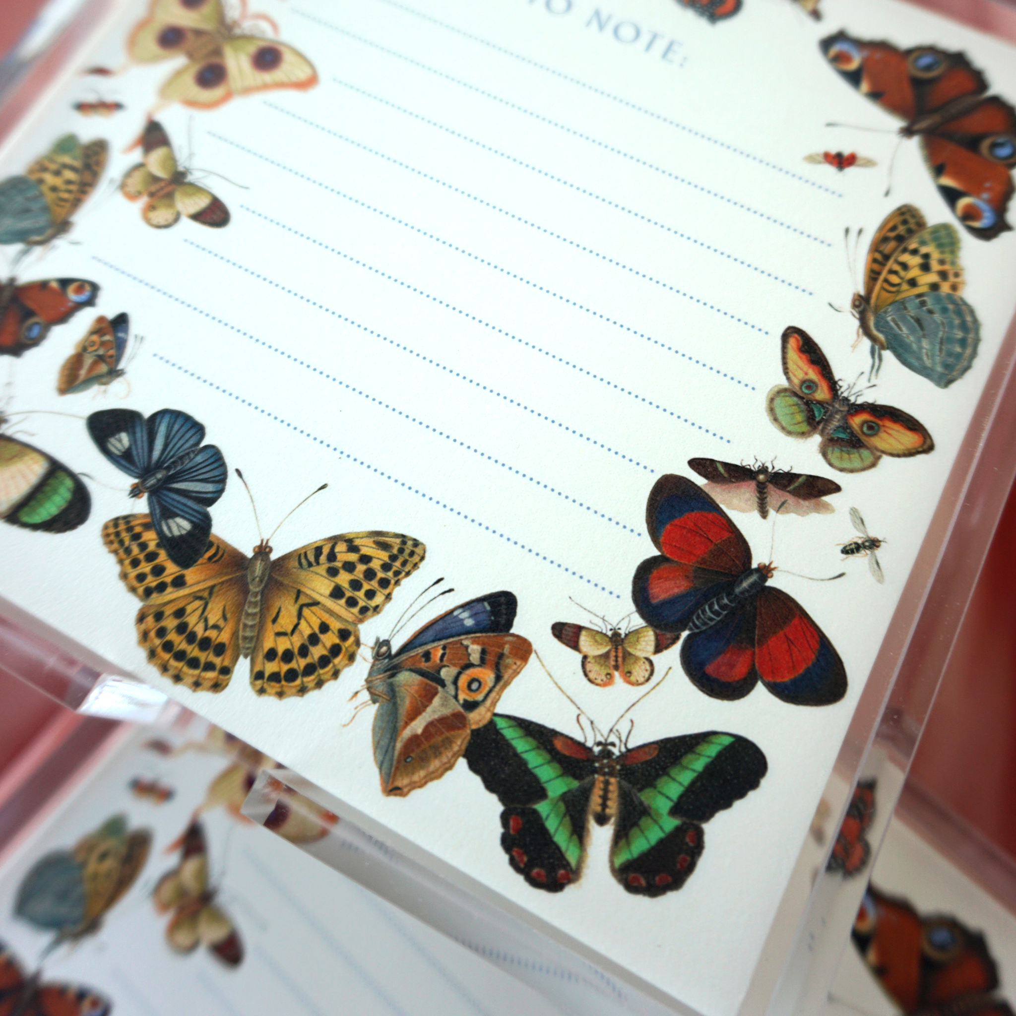 Butterfly Notepad with Acrylic Tray - Square