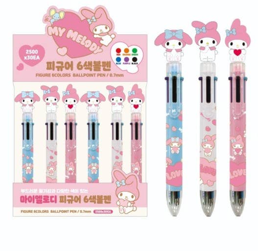 Sanrio Characters 6 Color Ball Point Pencil- 0.7mm : Hello Kitty