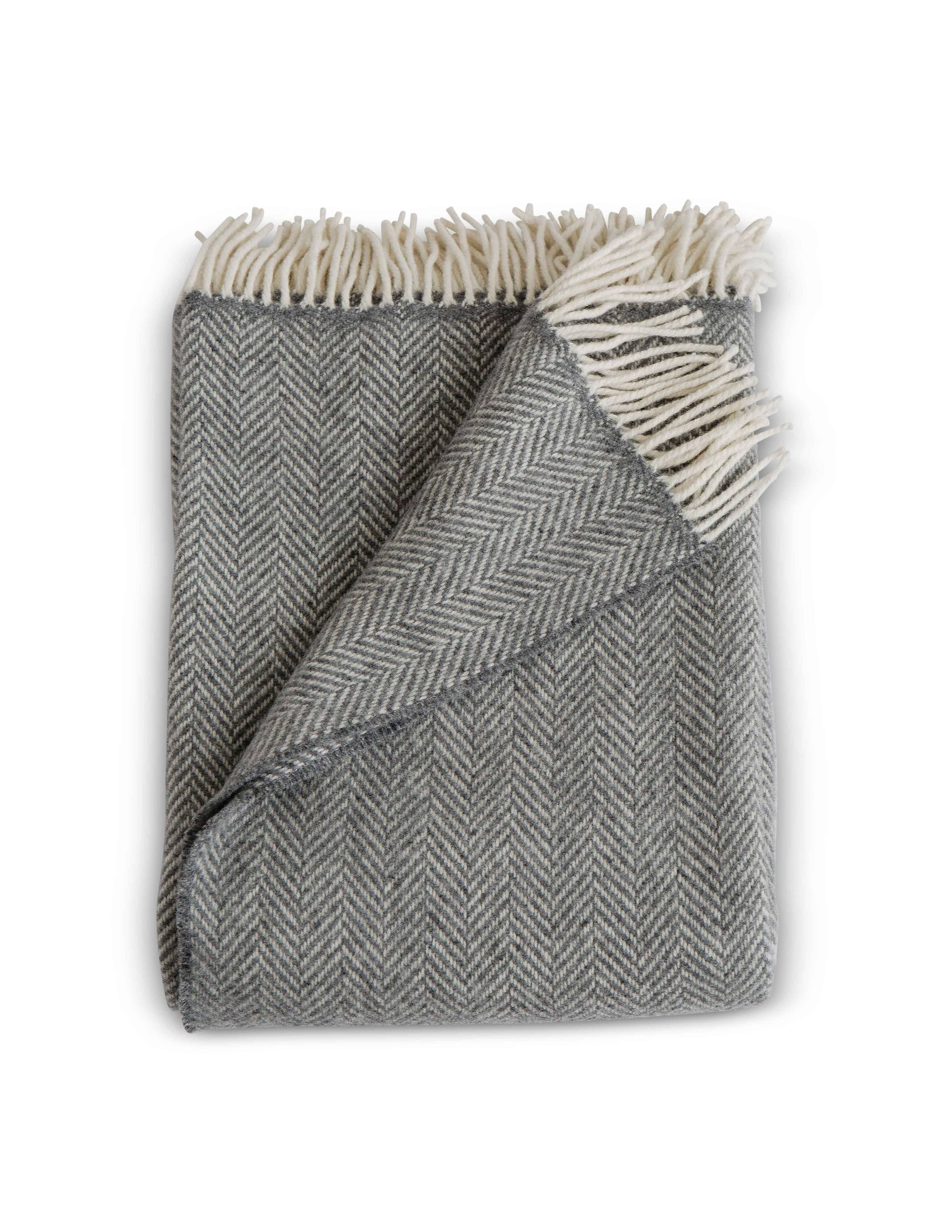 Herringbone w/ Cashmere Throws: Fog