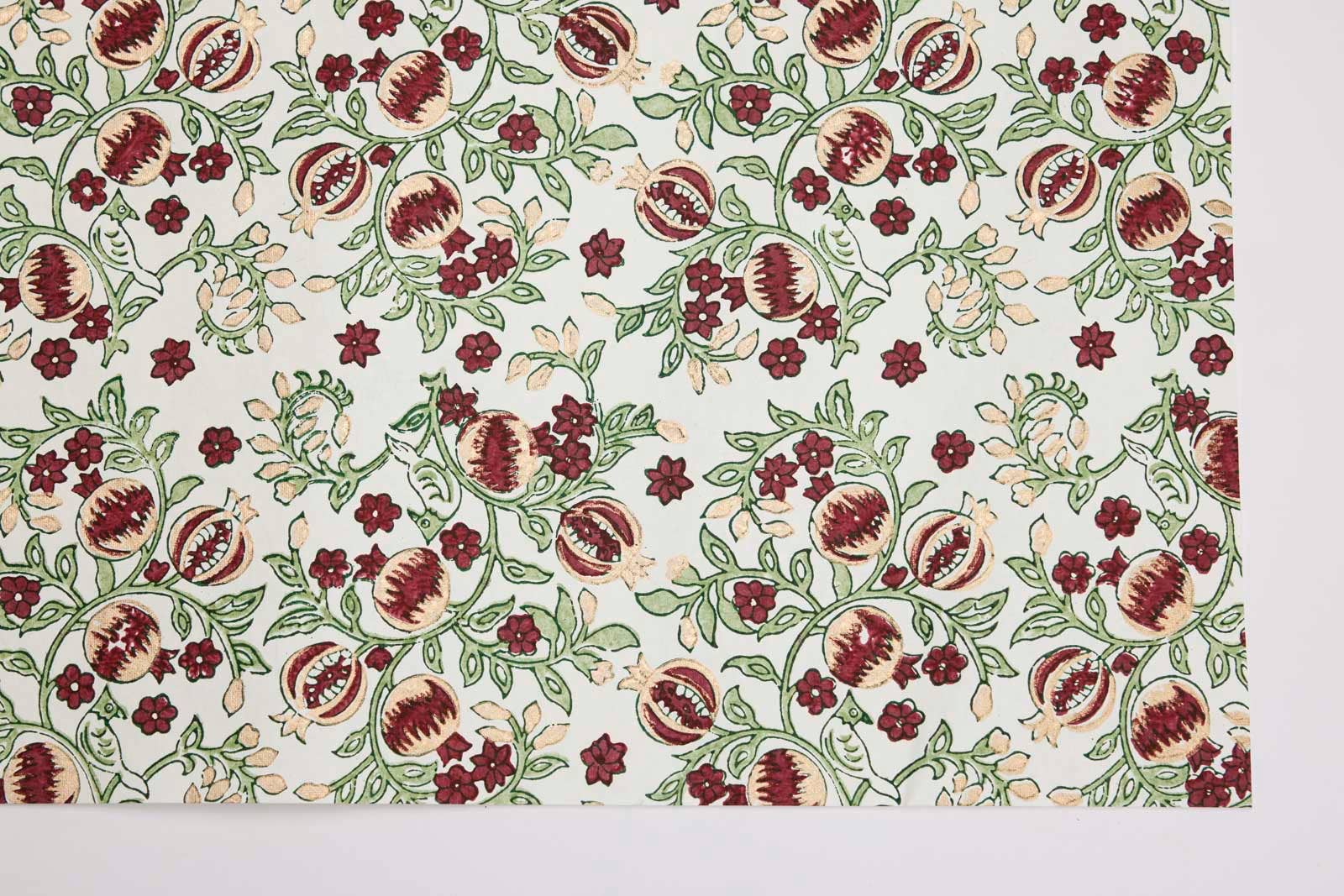 Block Printed Wrapping Paper Sheets - Pomegranate Cherry