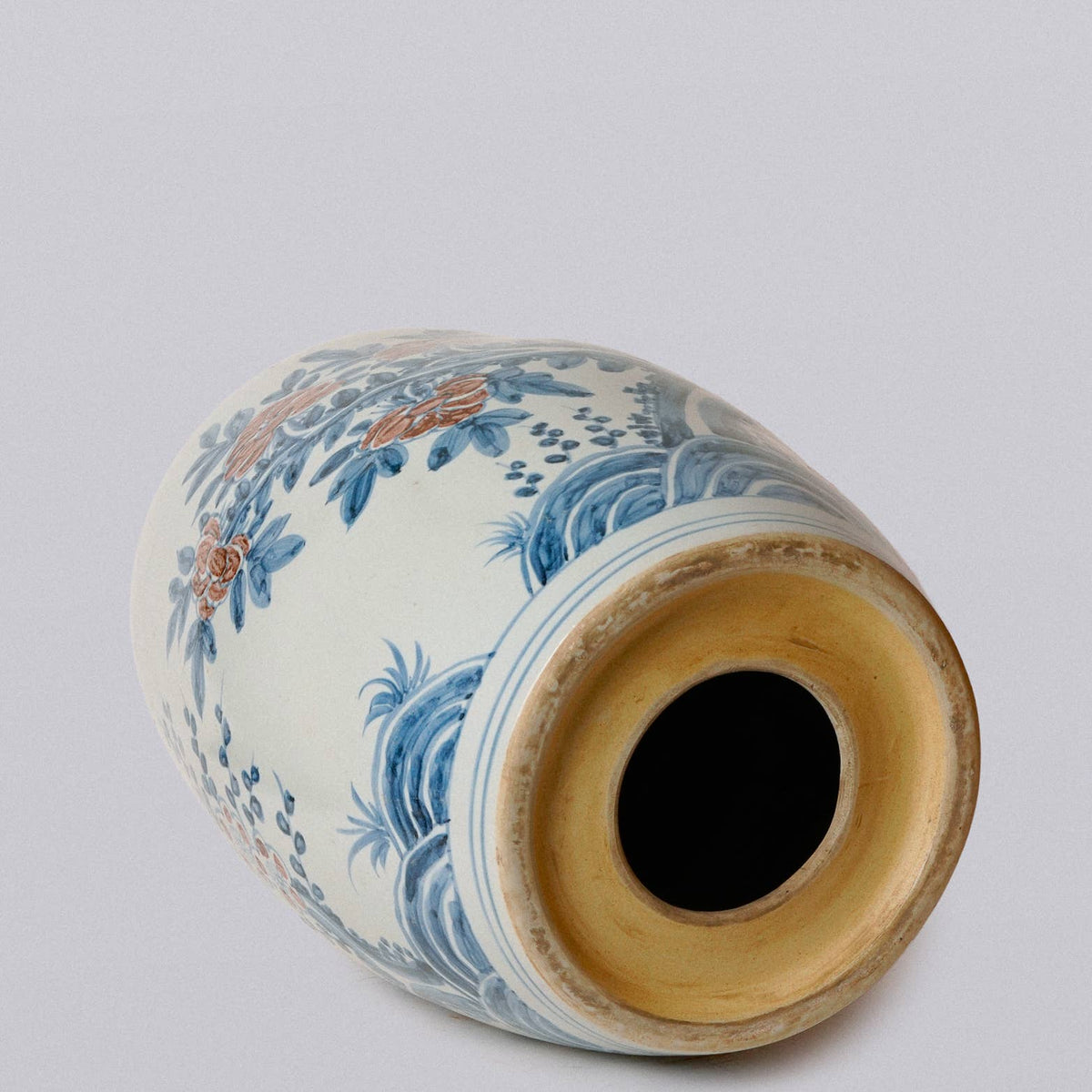 Red and Blue Porcelain Bird and Flower Garden Seat