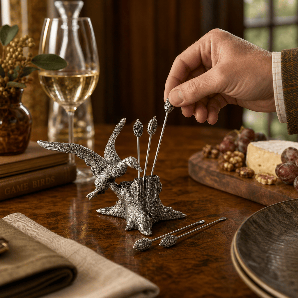 Pewter Mallard Duck Cheese Pick Set