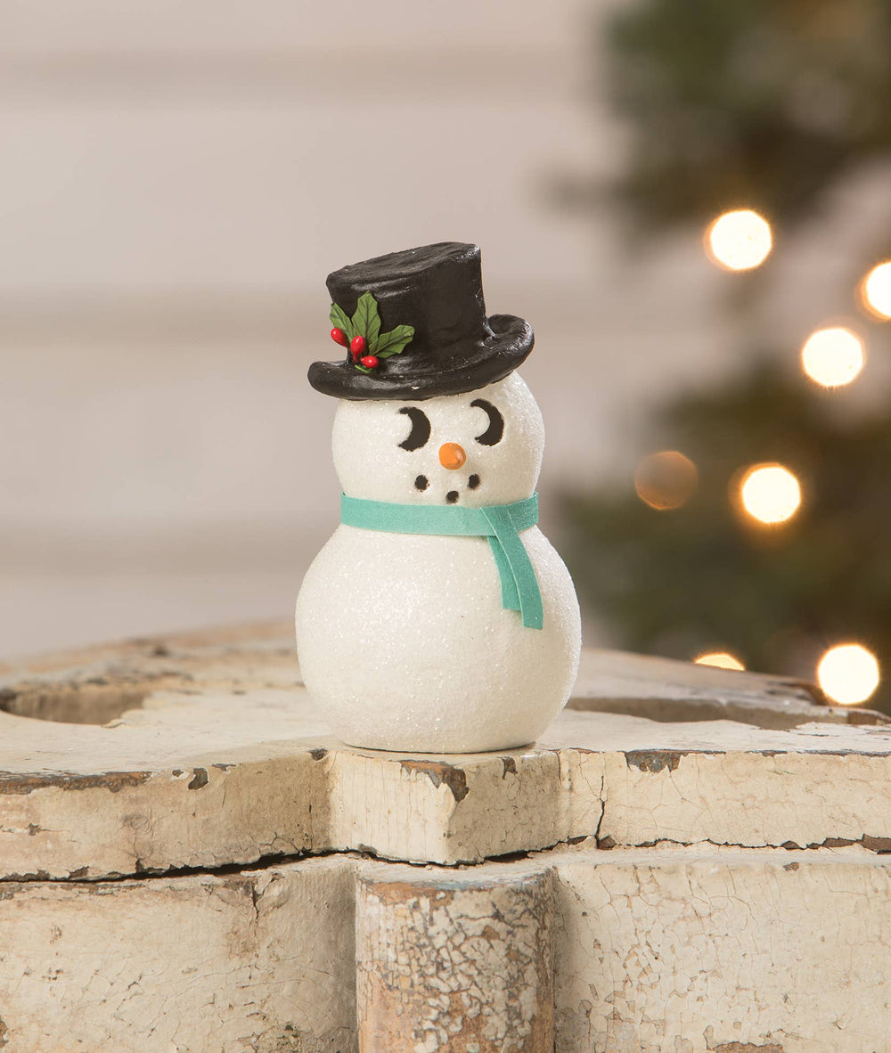 Snowman Luminary Peeking