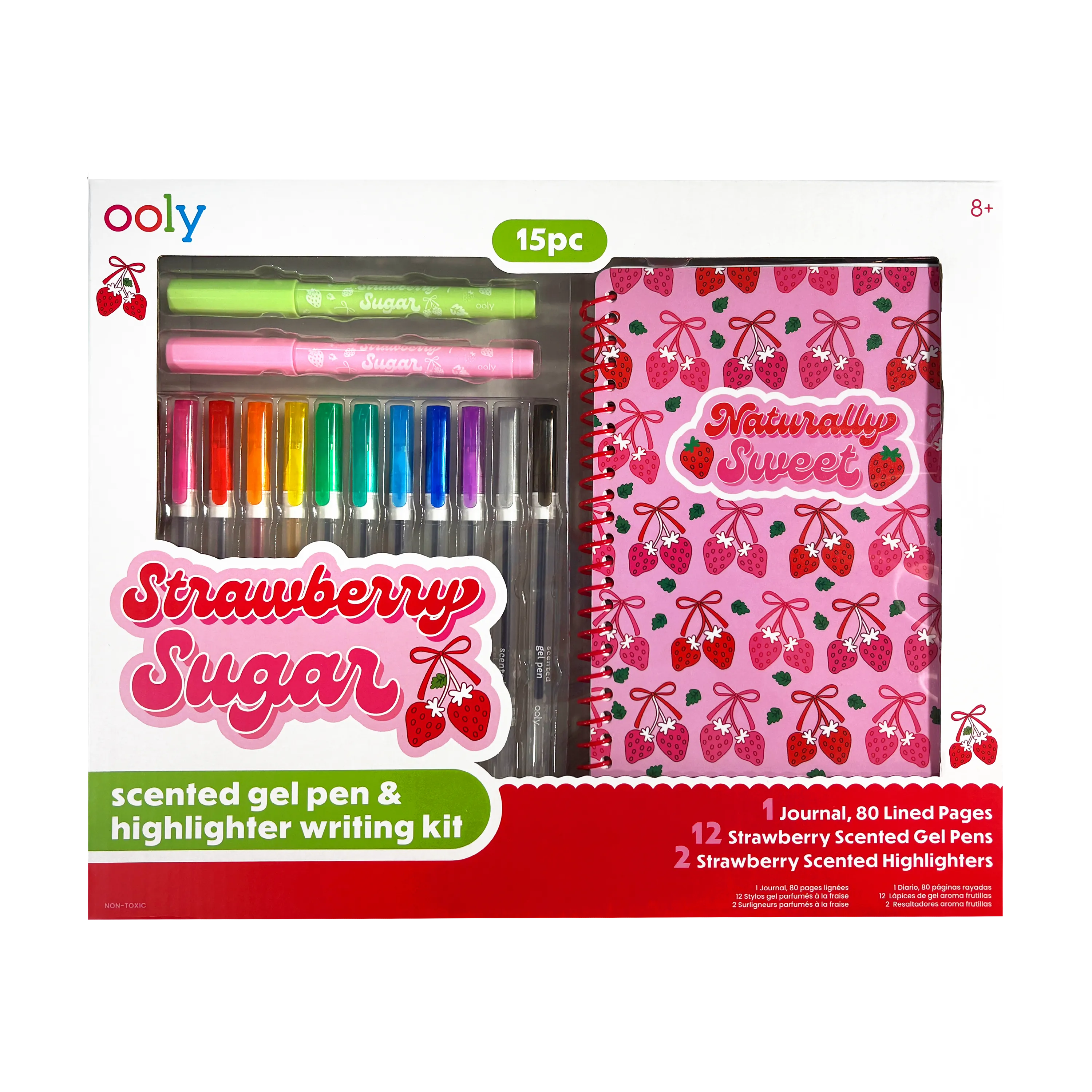 Strawberry Sugar: Scented Gel Pen & Highlighter Writing Kit