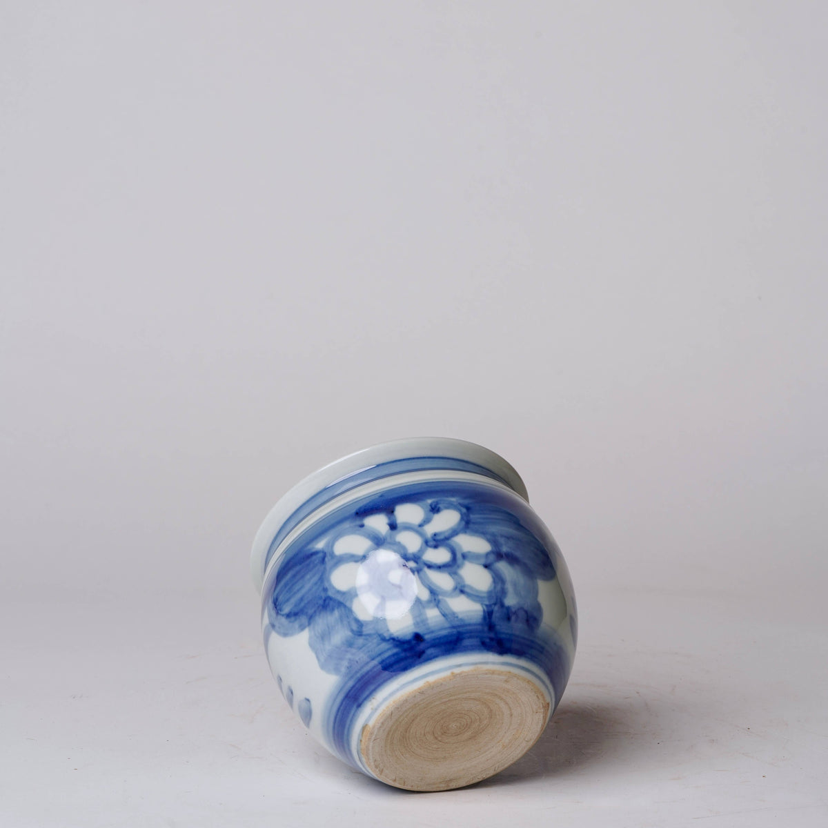 Hand Painted Floral Blue and White Porcelain Small Pot - POS