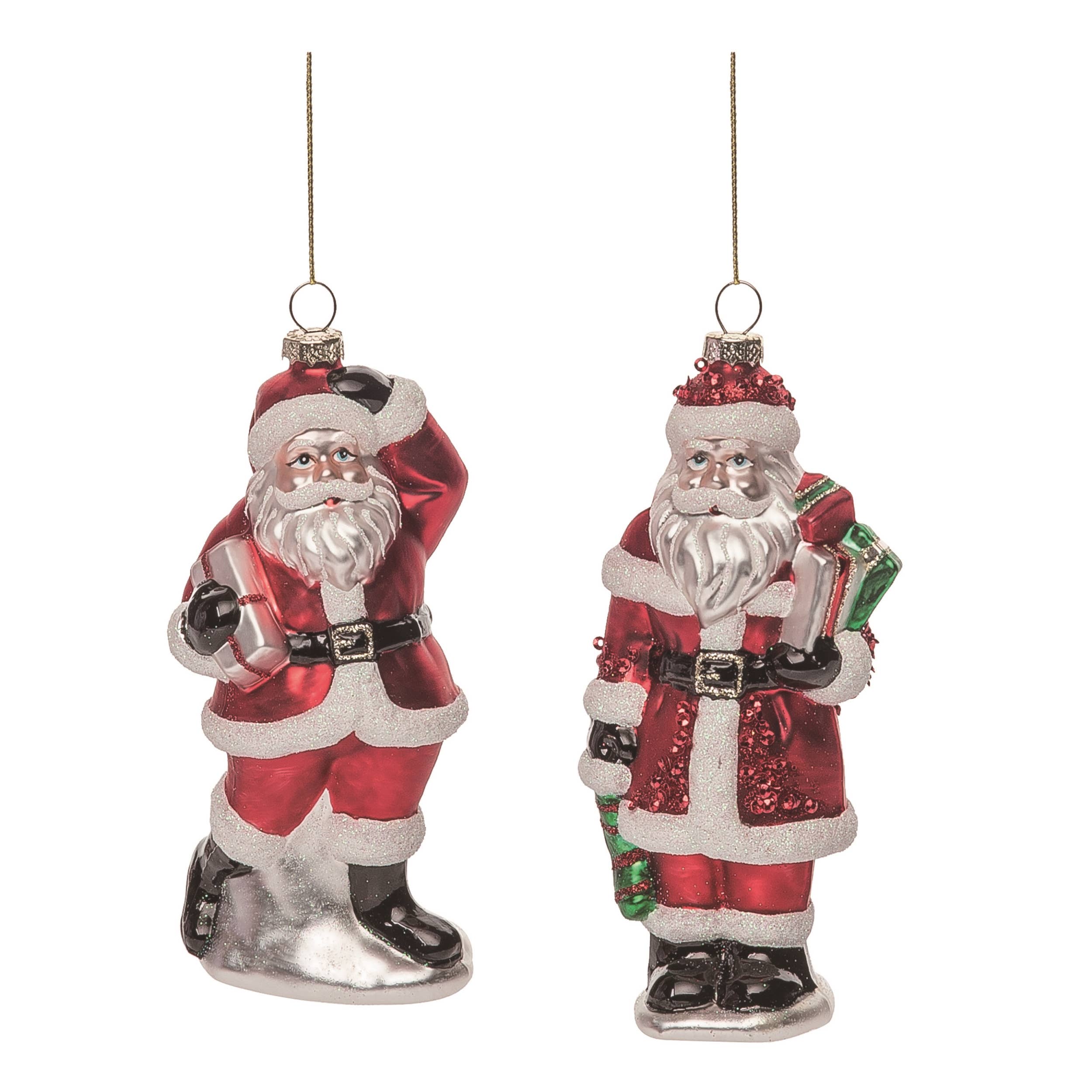 Christmas Glass Santa Glitter Ornament Glass - Hands Down