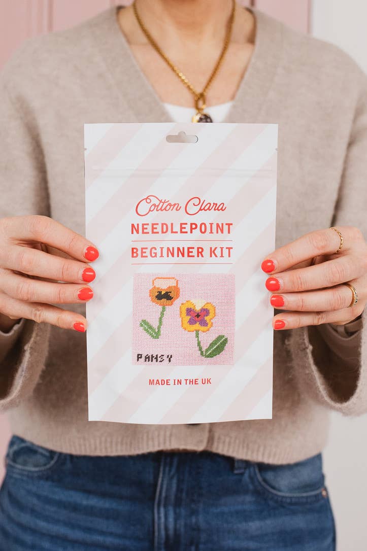 Pansy Needlepoint Kit - Beginner Craft Kit