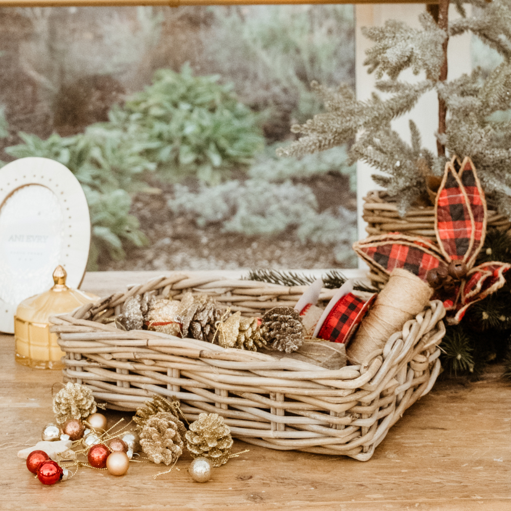 Rattan Rectangle Basket Tray: Medium - 5" H