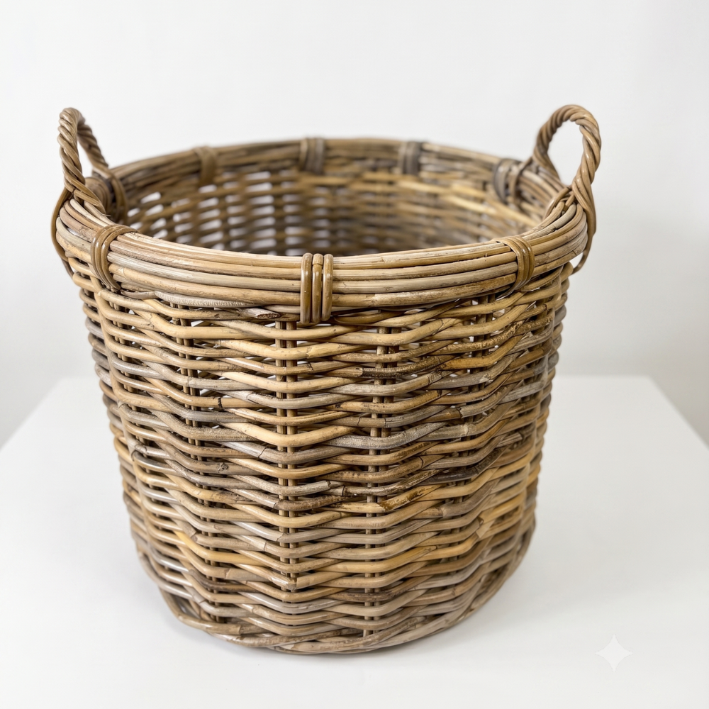 Black Mountain Rattan Round Basket: XLarge - 24" H